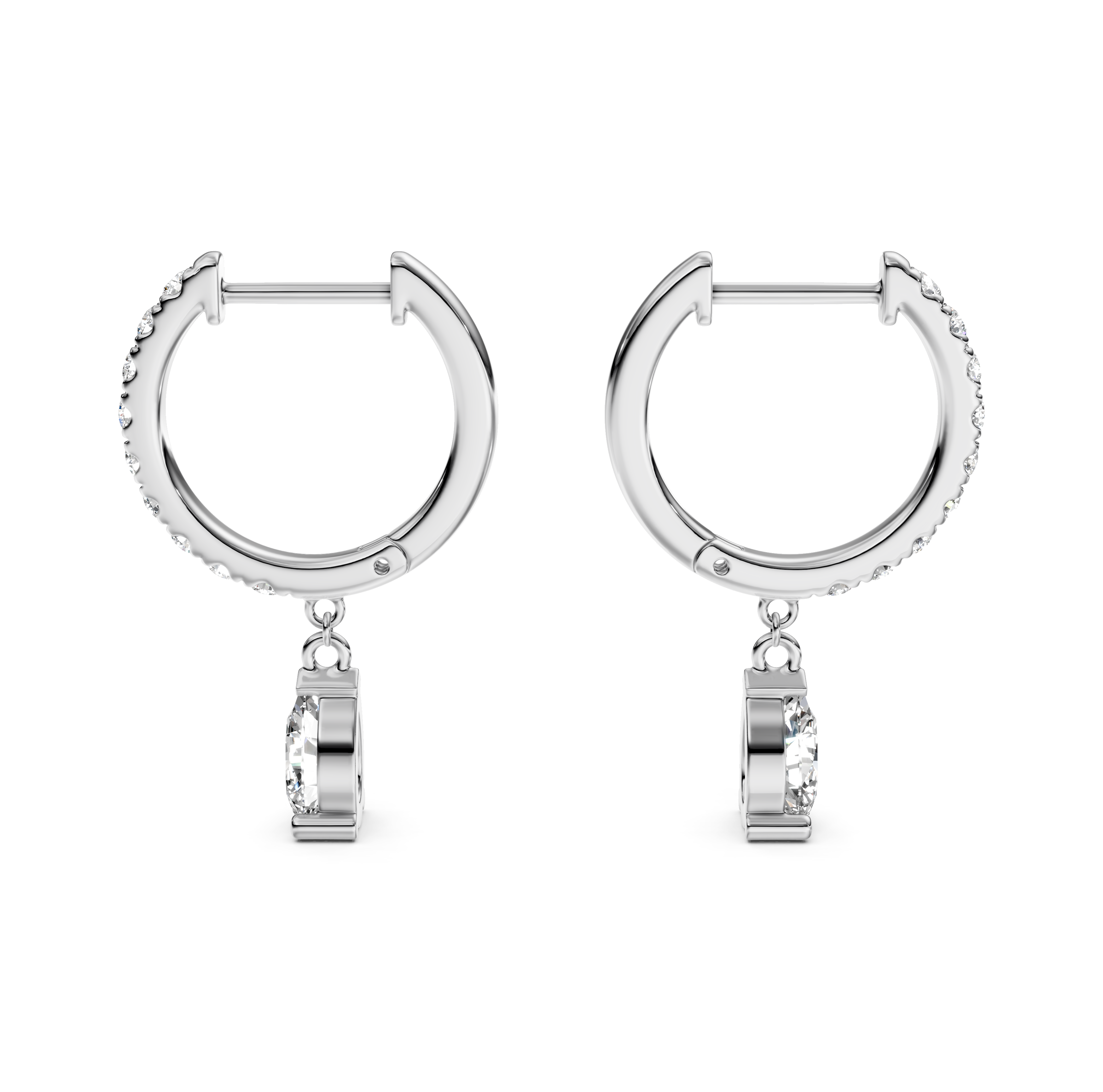 Pear and Round-Cut Pavé Drop Diamond Earrings