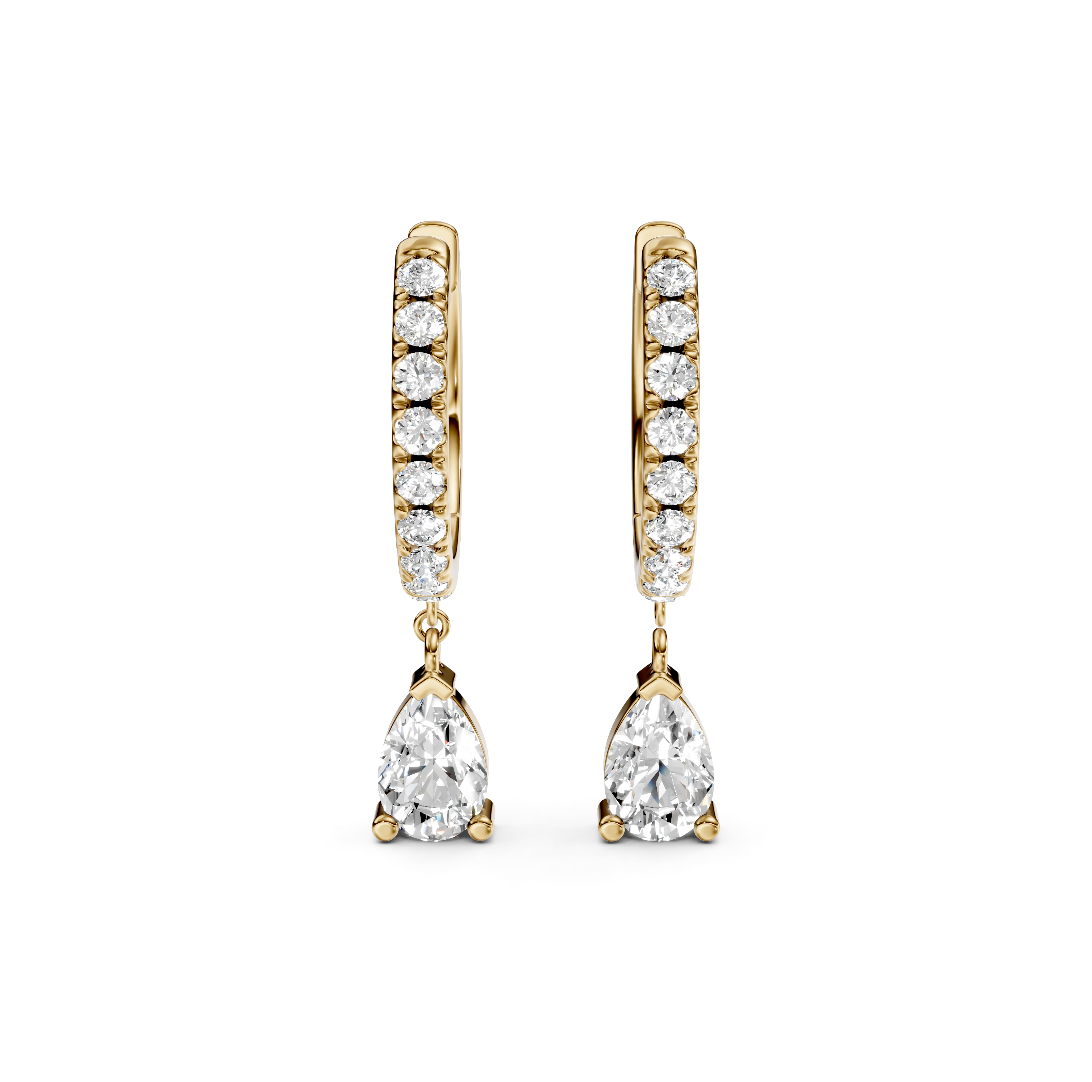 Pear and Round-Cut Pavé Drop Diamond Earrings