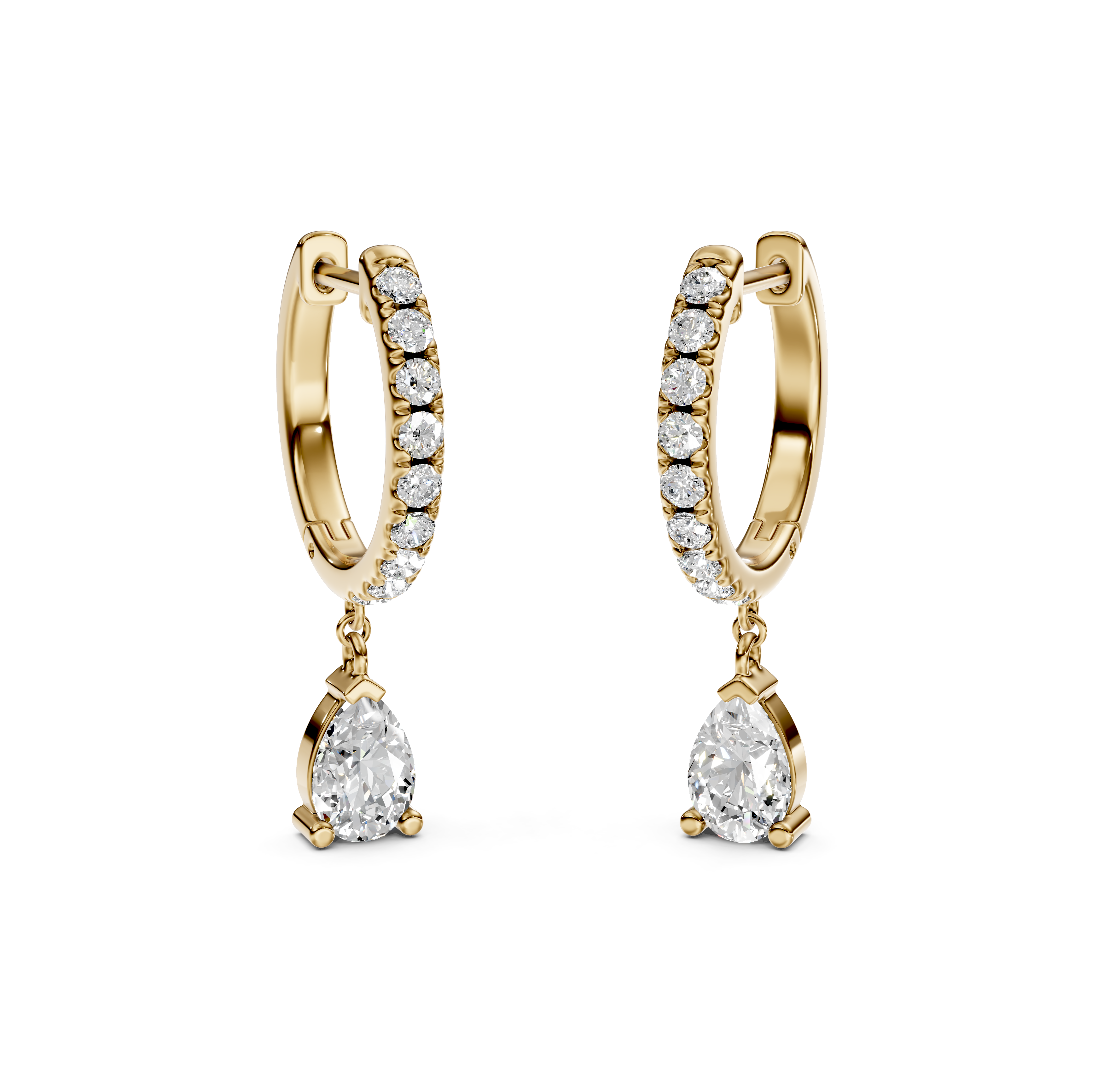 Pear and Round-Cut Pavé Drop Diamond Earrings