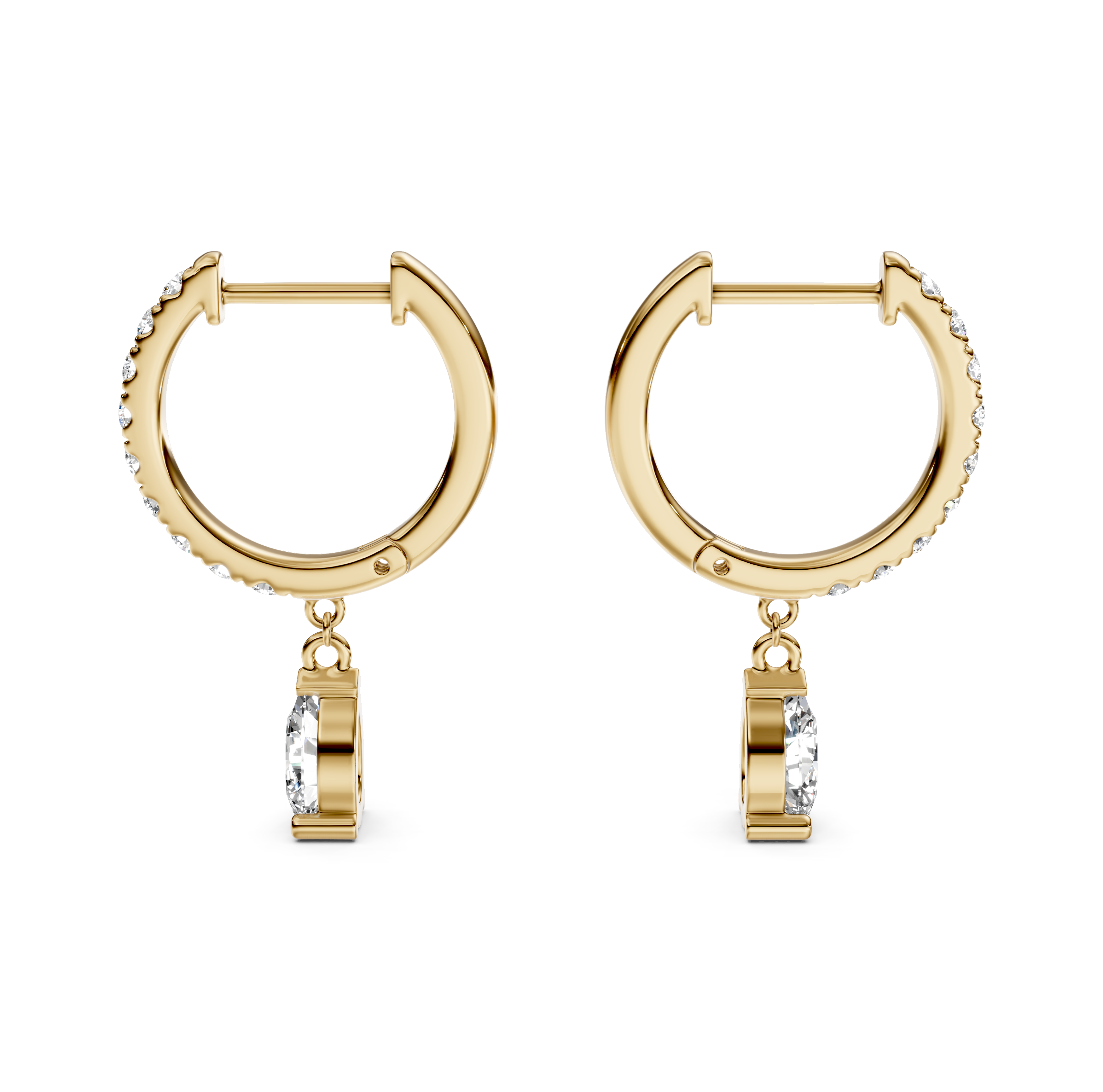Pear and Round-Cut Pavé Drop Diamond Earrings