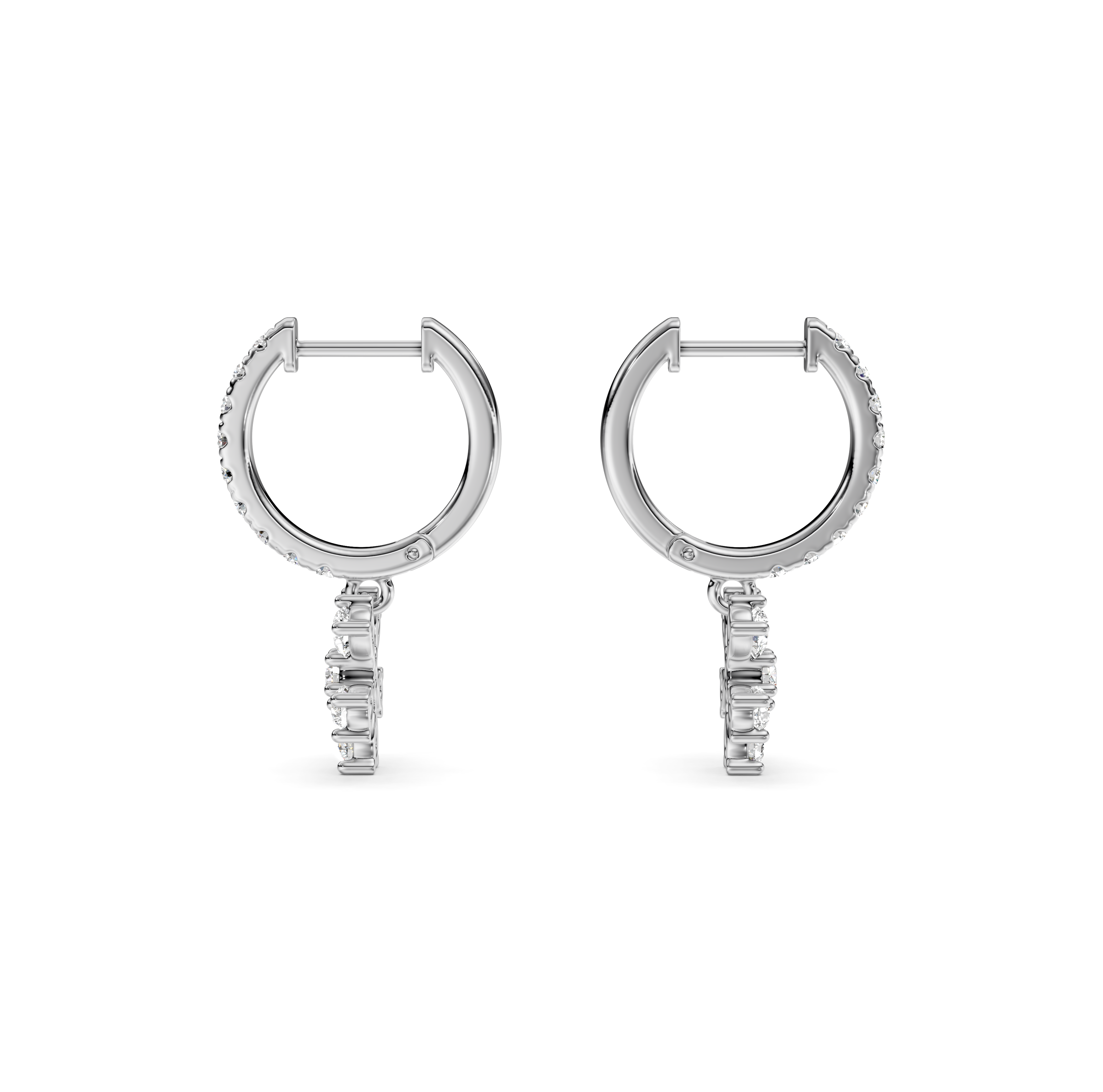 Flower Drop Pavé Diamond Earrings