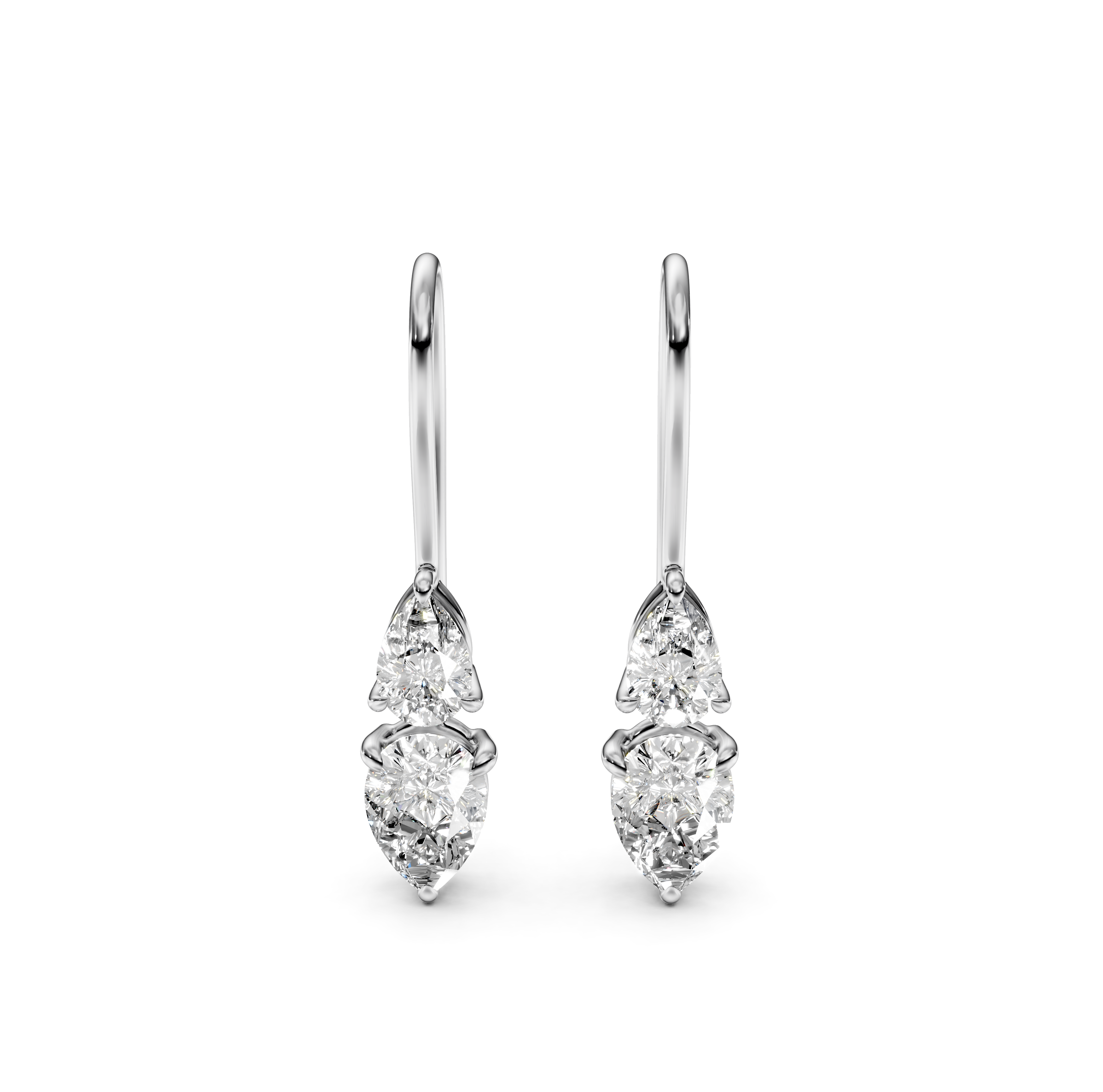 Pear Cut Drop Diamond Earrings