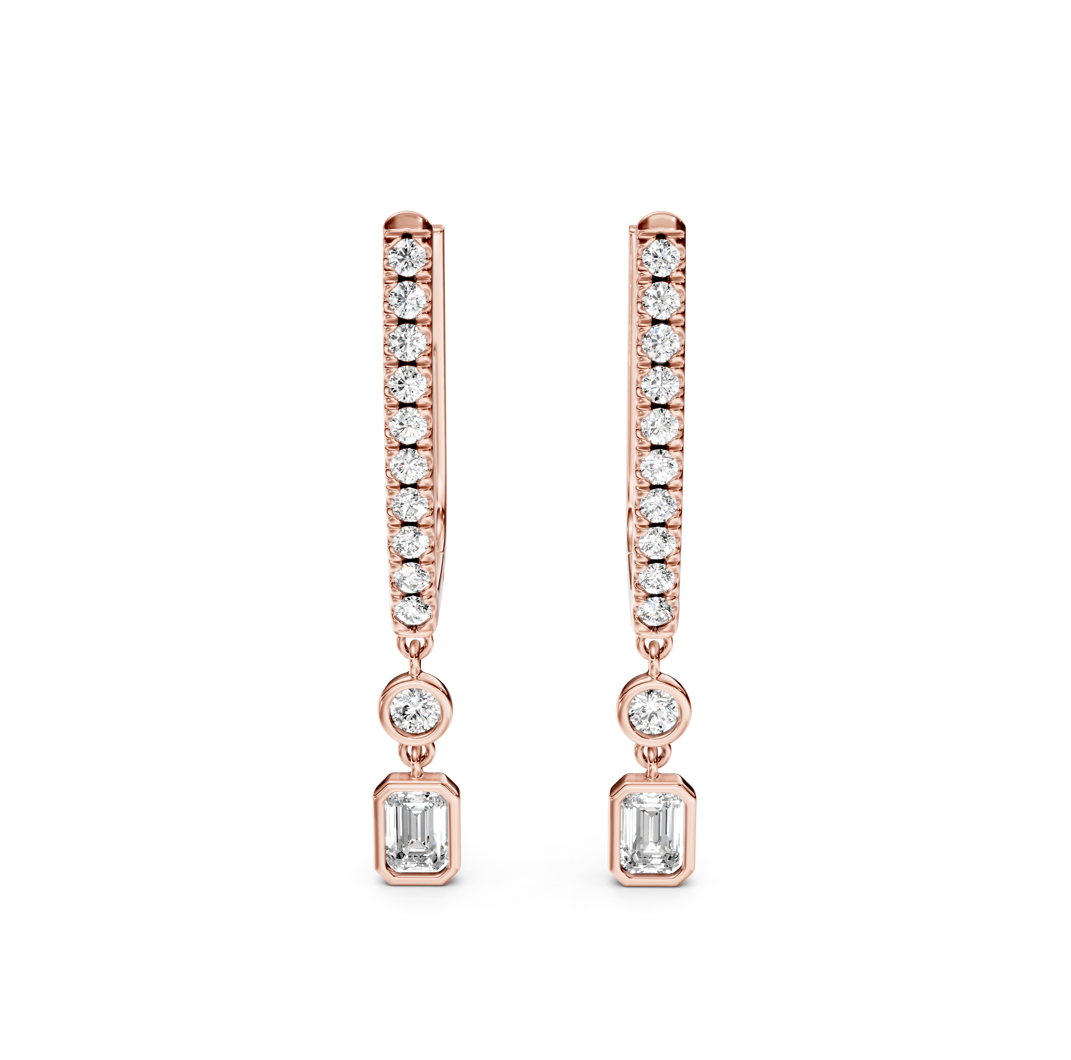 Bezel-Set Drop Pavé Diamond Earrings