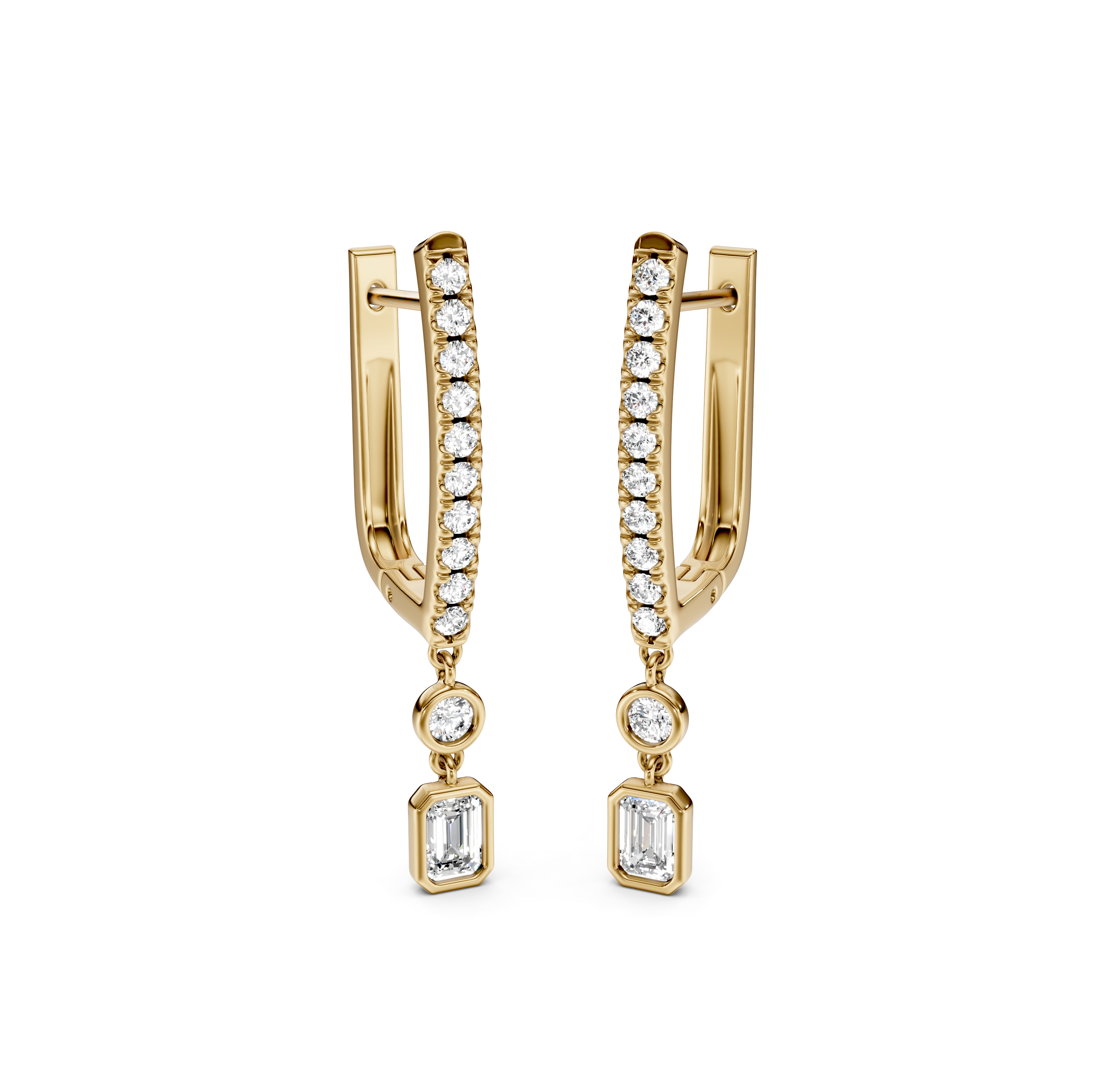 Bezel-Set Drop Pavé Diamond Earrings