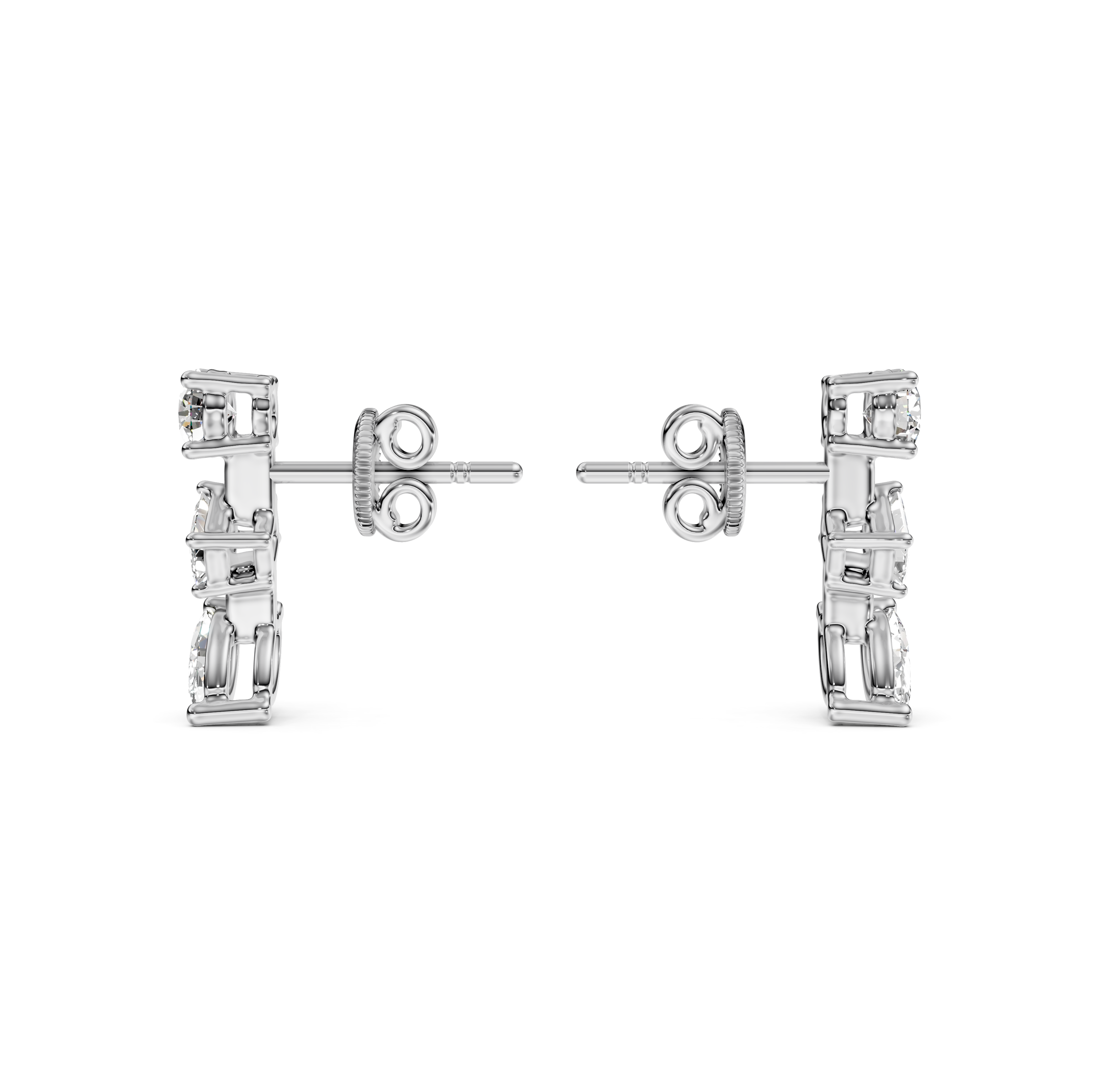 Multi-Cut Diamond Bar Stud Earrings