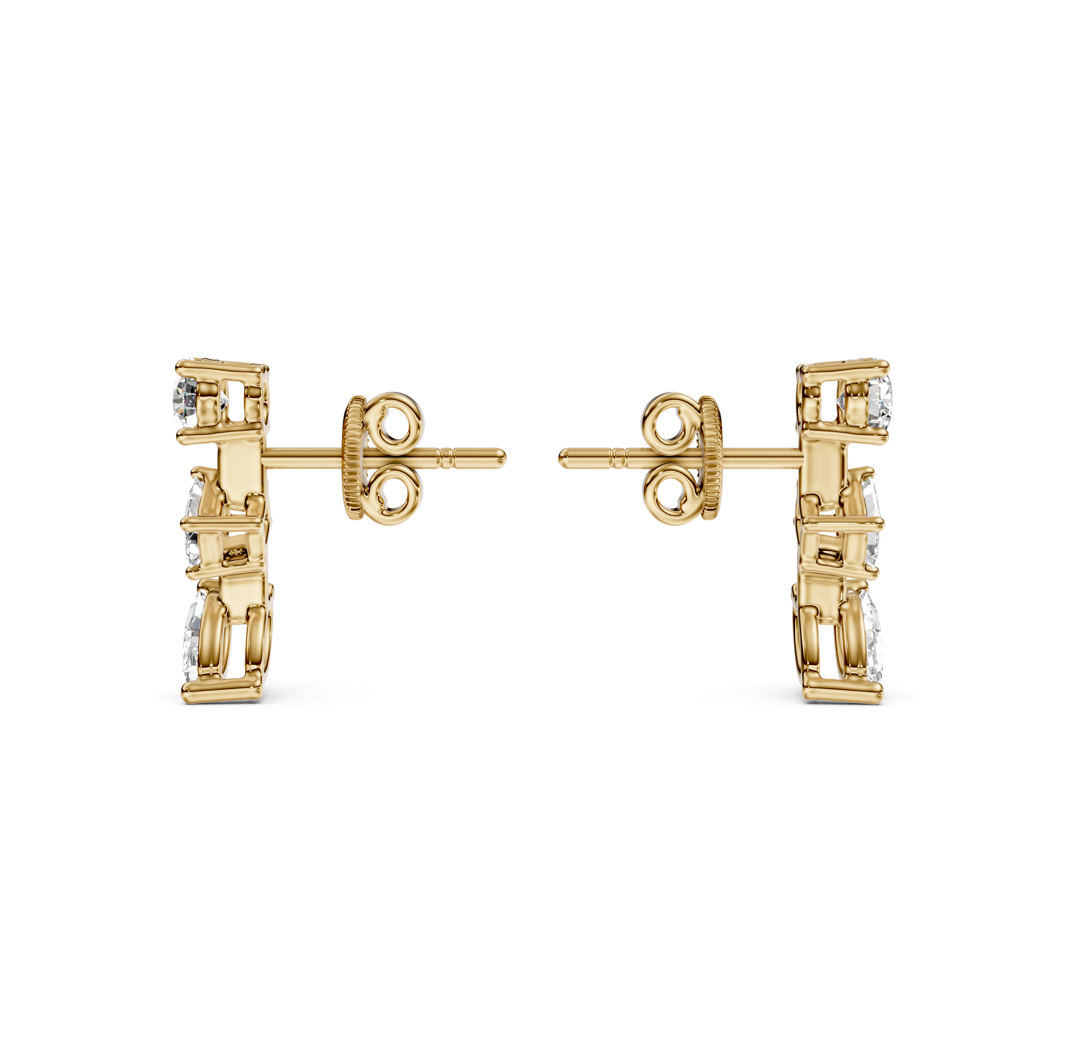 Multi-Cut Diamond Bar Stud Earrings