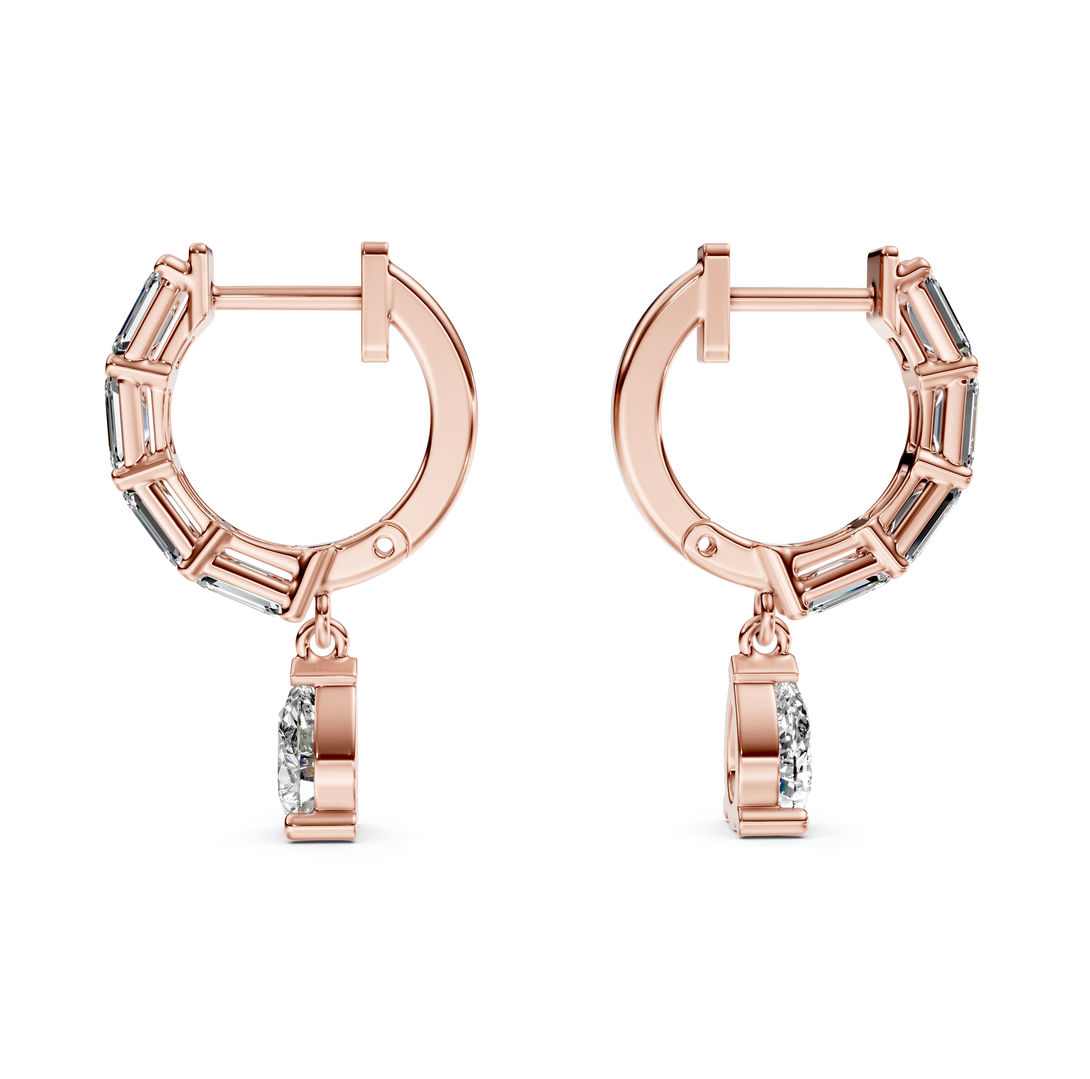 Pear and Emerald-Cut Pavé Drop Diamond Earrings