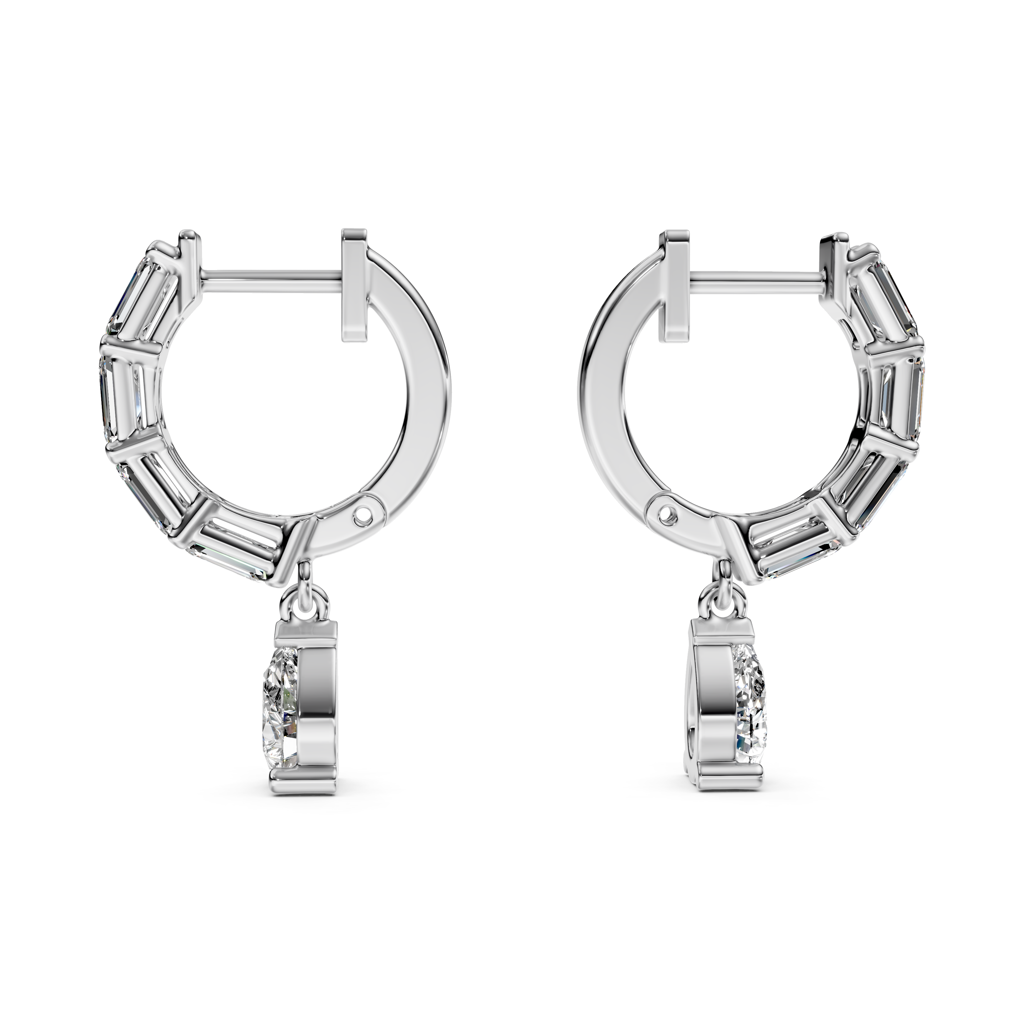 Pear and Emerald-Cut Pavé Drop Diamond Earrings