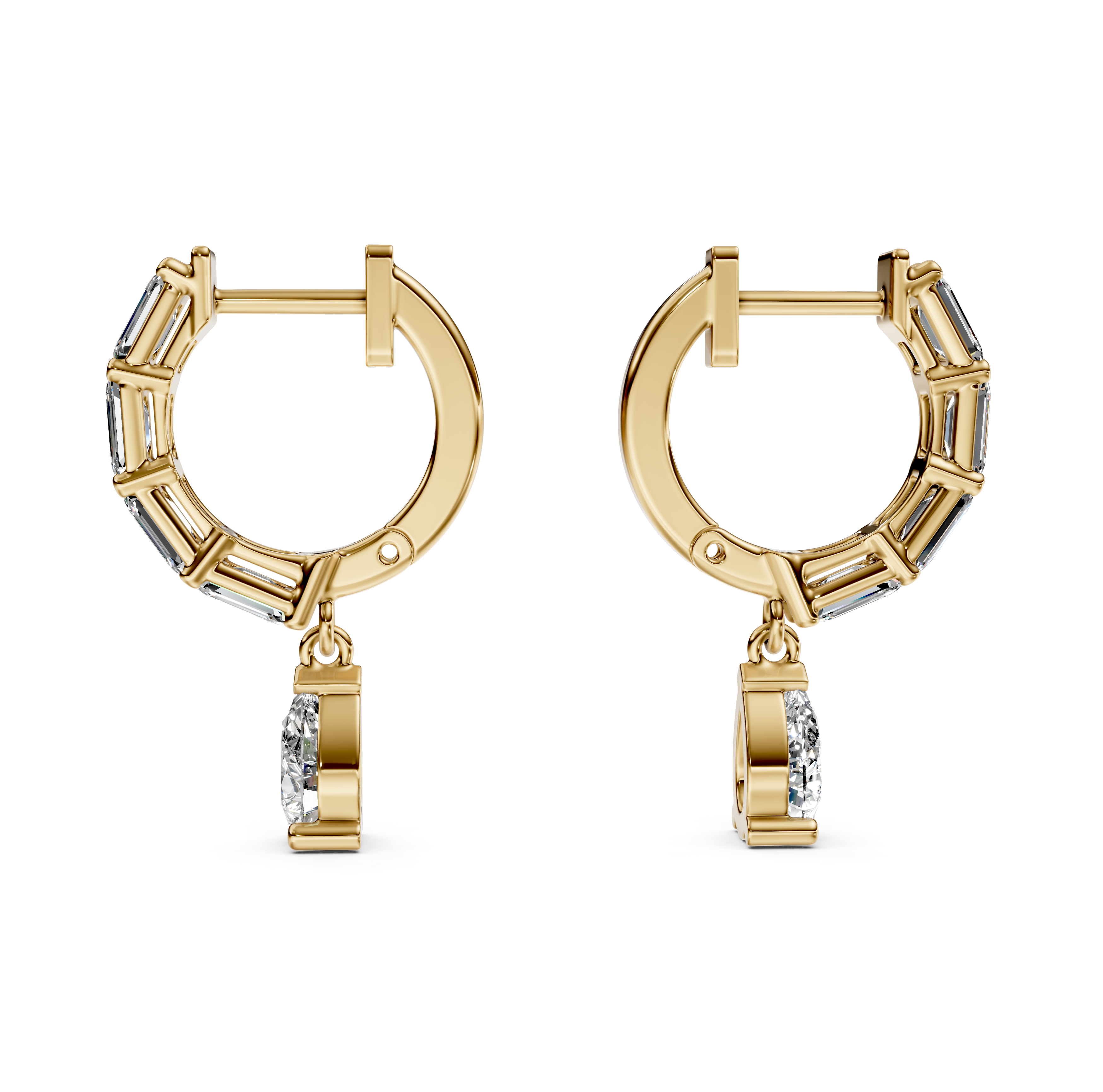 Pear and Emerald-Cut Pavé Drop Diamond Earrings