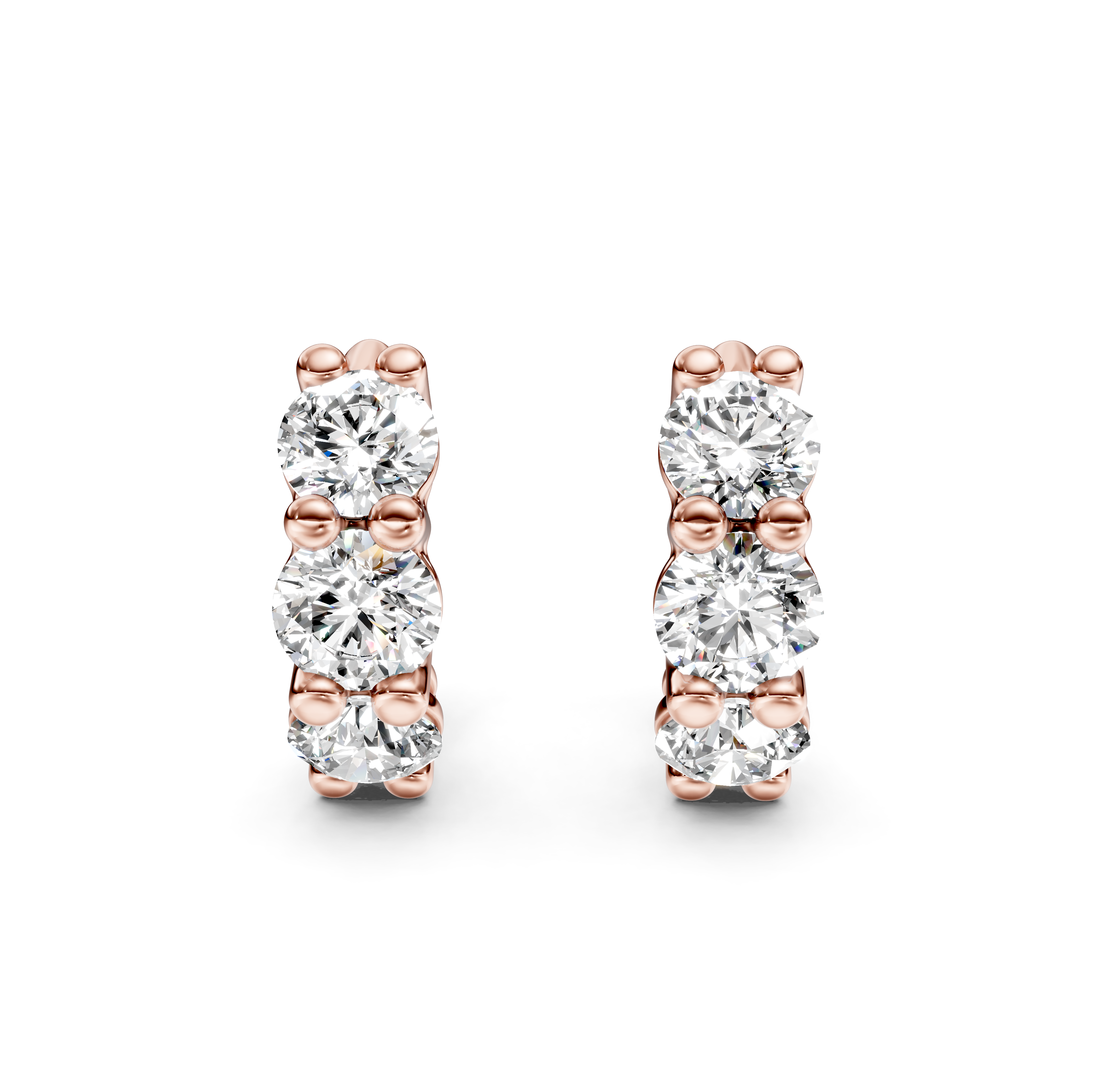 Round Cut Diamond Huggie Hoop Earrings