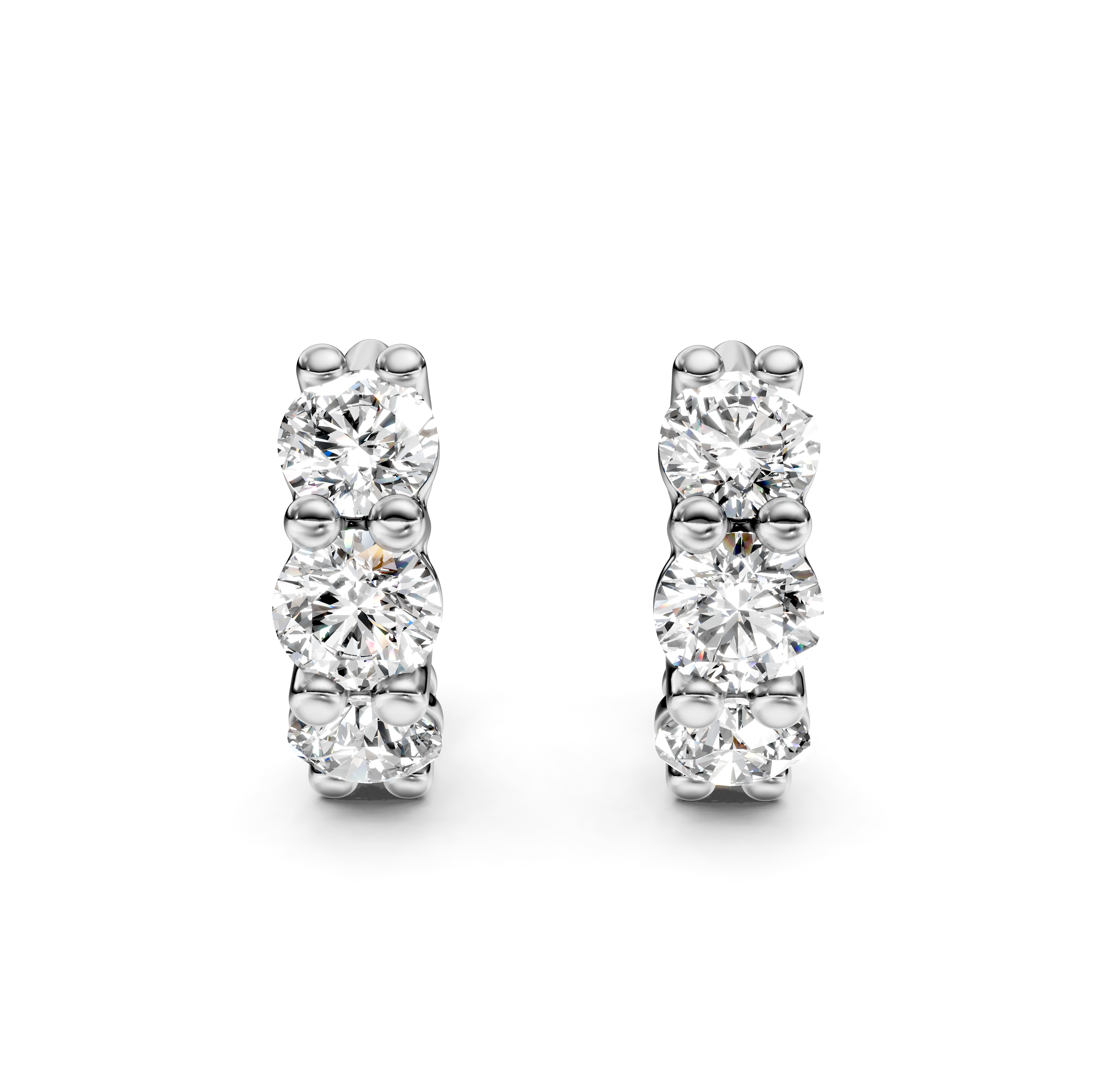 Round Cut Diamond Huggie Hoop Earrings