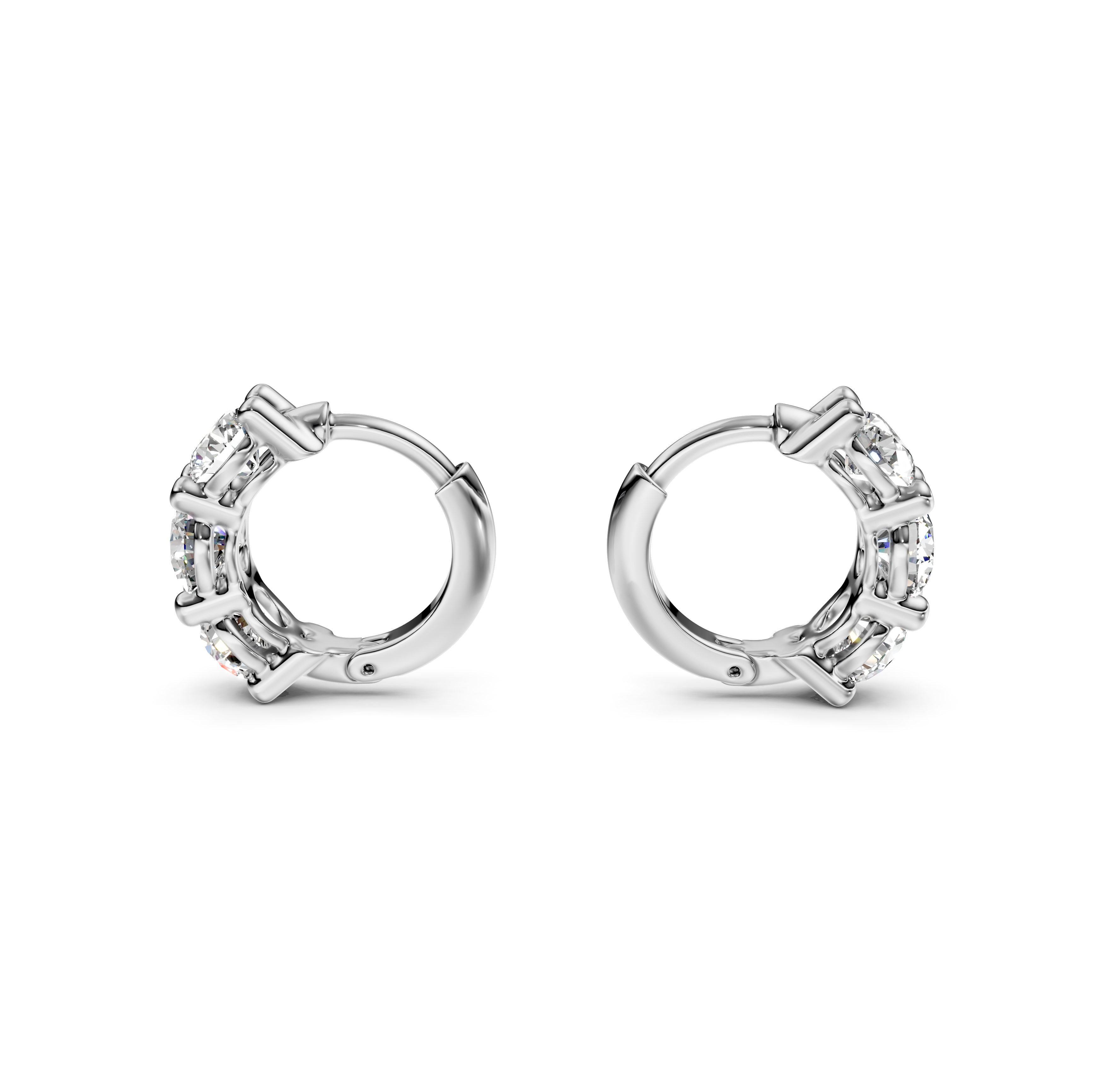 Round Cut Diamond Huggie Hoop Earrings