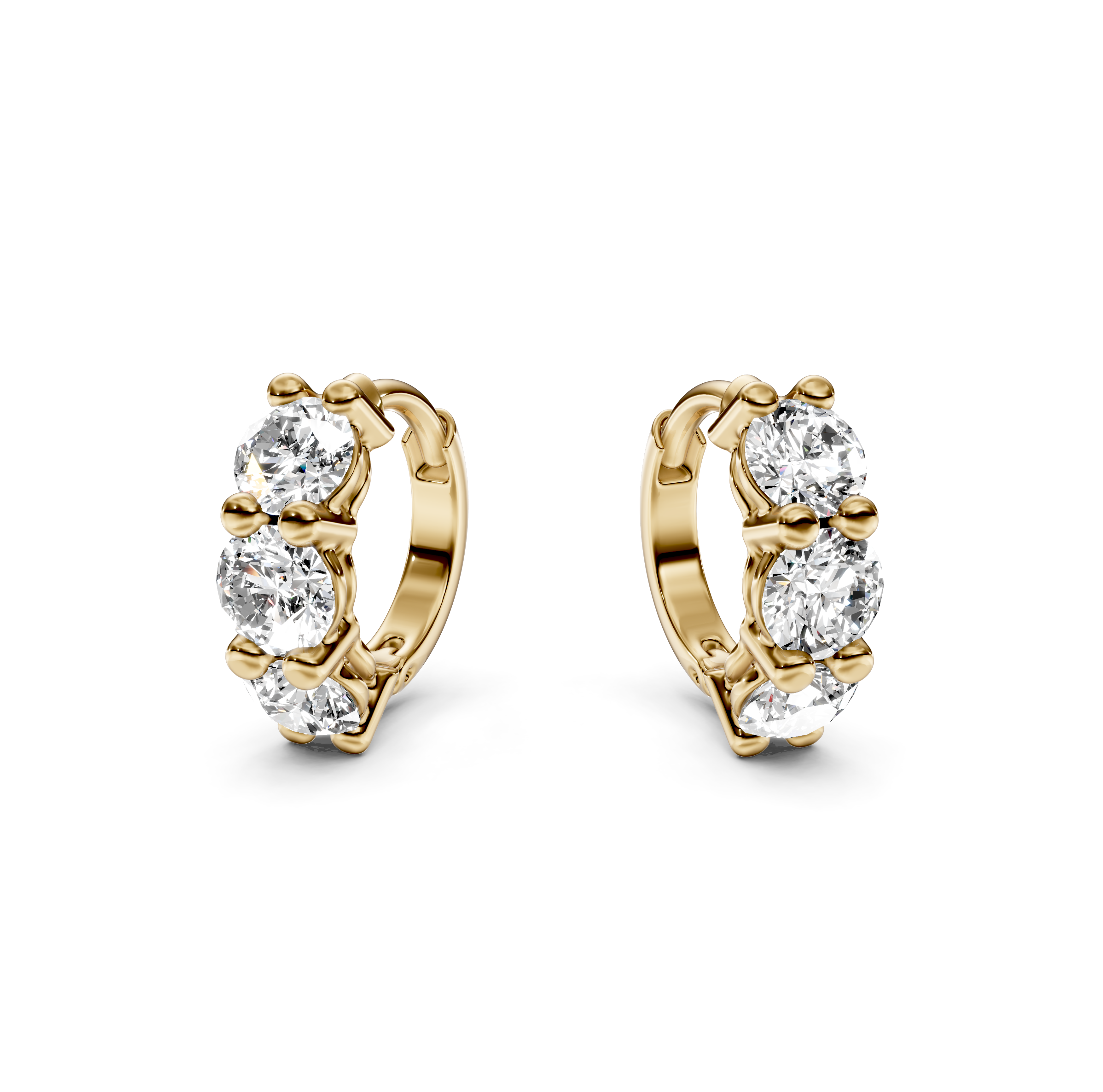 Round Cut Diamond Huggie Hoop Earrings