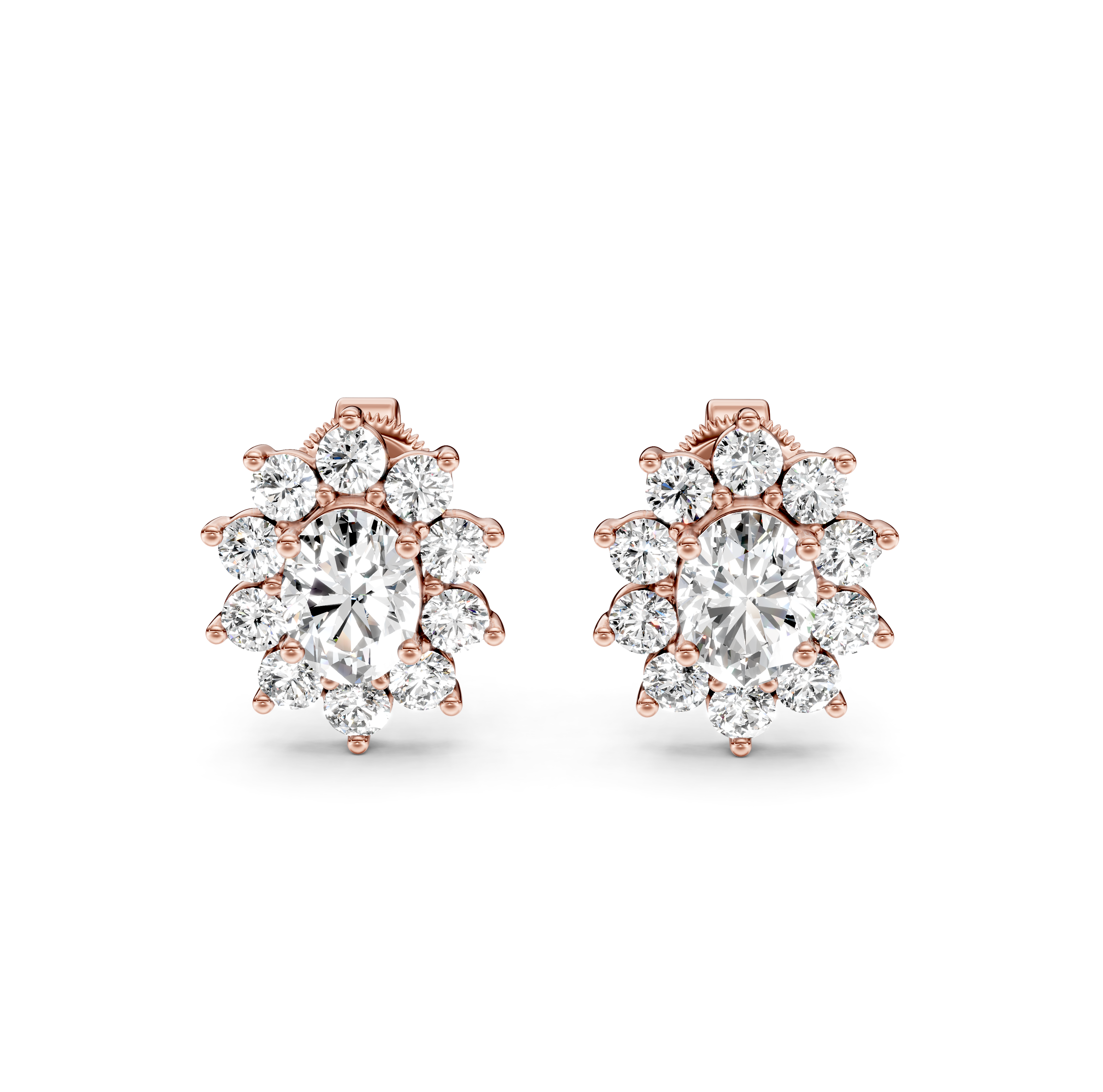 Oval Cut Halo Diamond Stud Earrings
