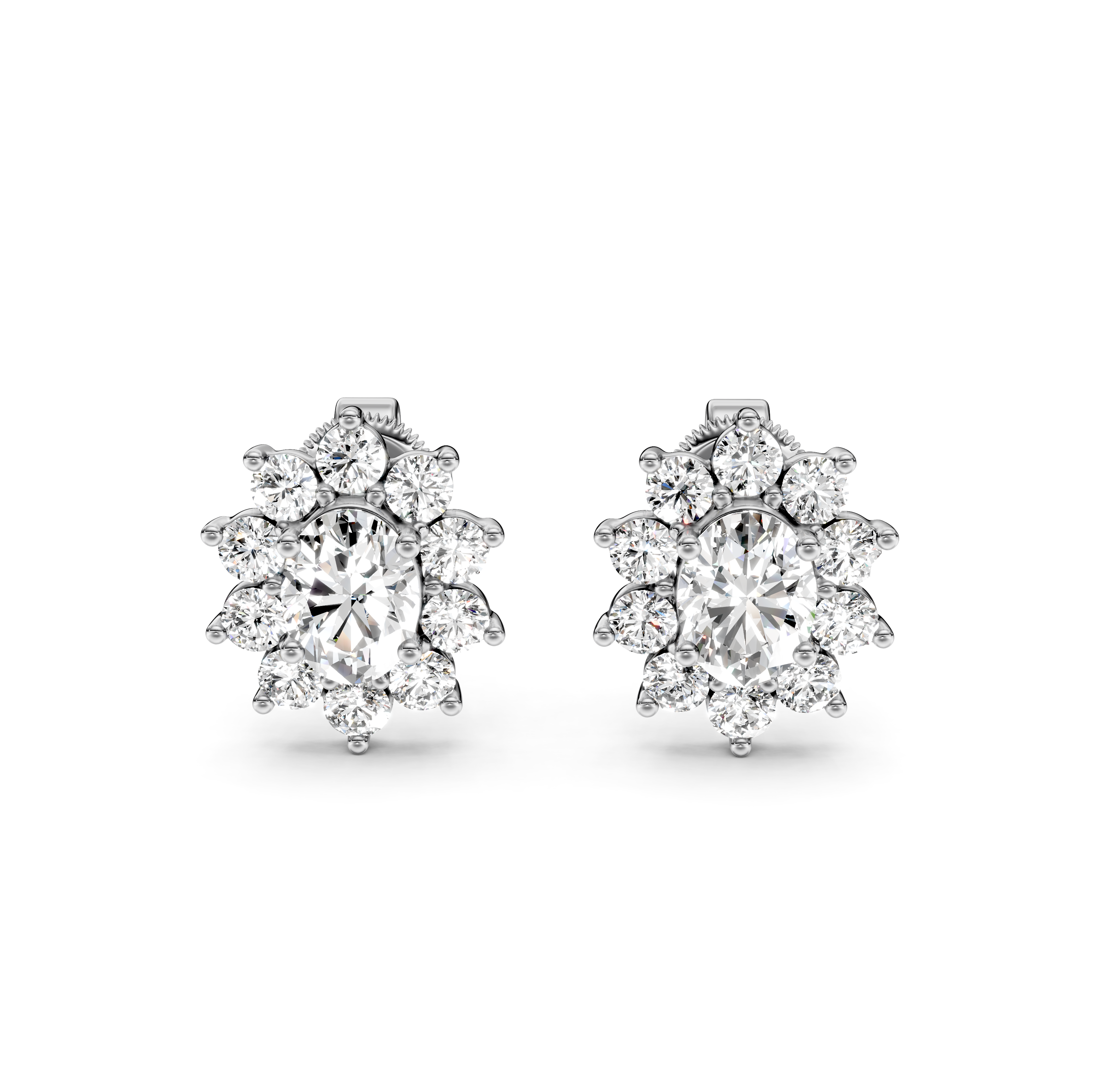Oval Cut Halo Diamond Stud Earrings