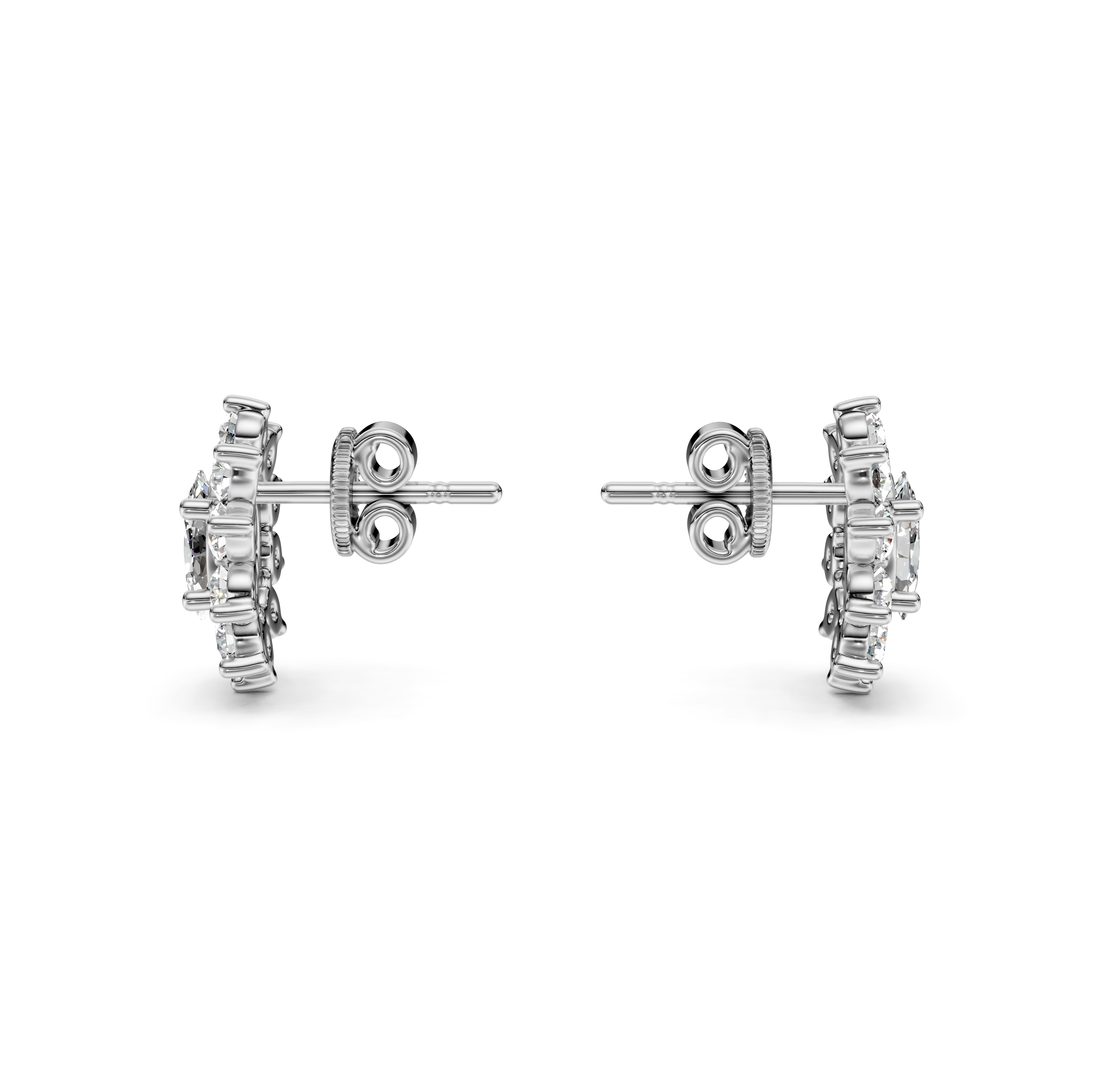 Oval Cut Halo Diamond Stud Earrings