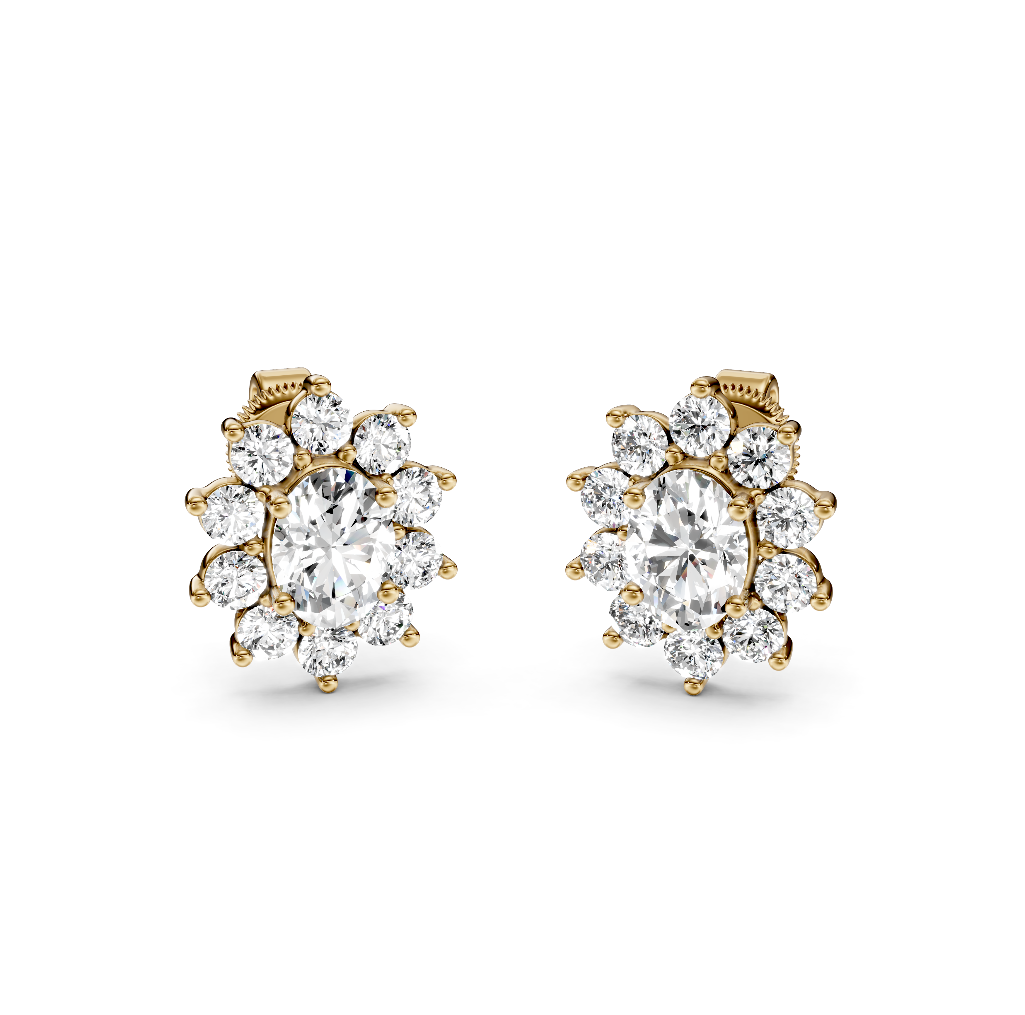 Oval Cut Halo Diamond Stud Earrings