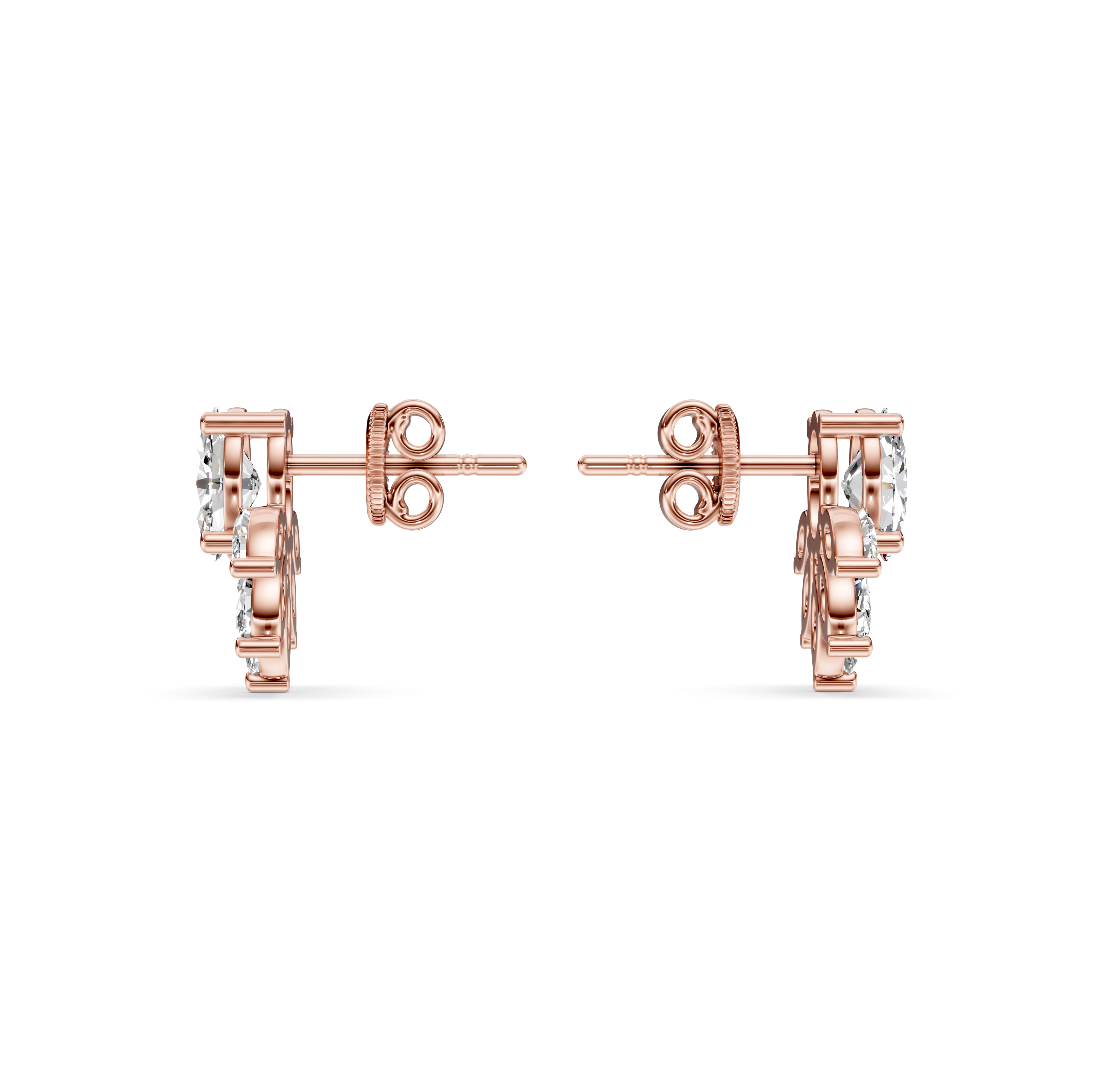 Diamond Lotus Stud Earrings