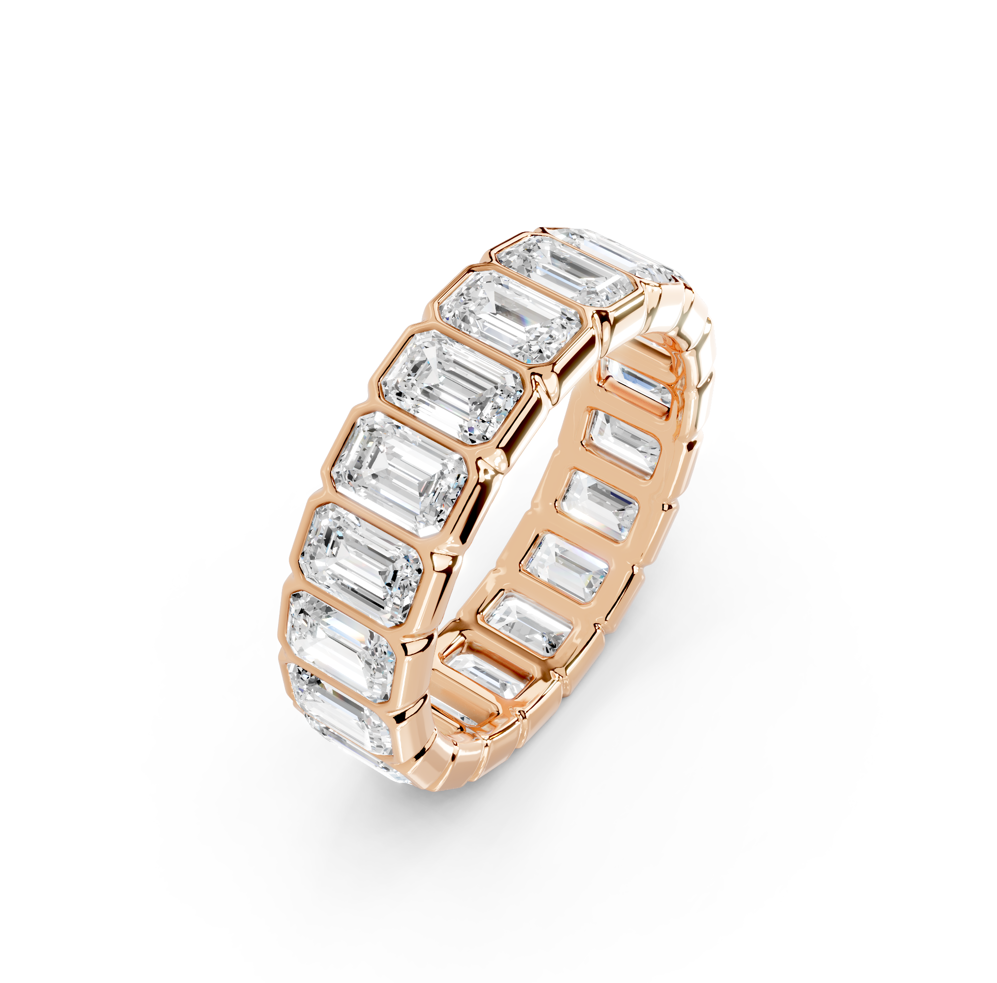 Emerald Cut Bezel Eternity Band