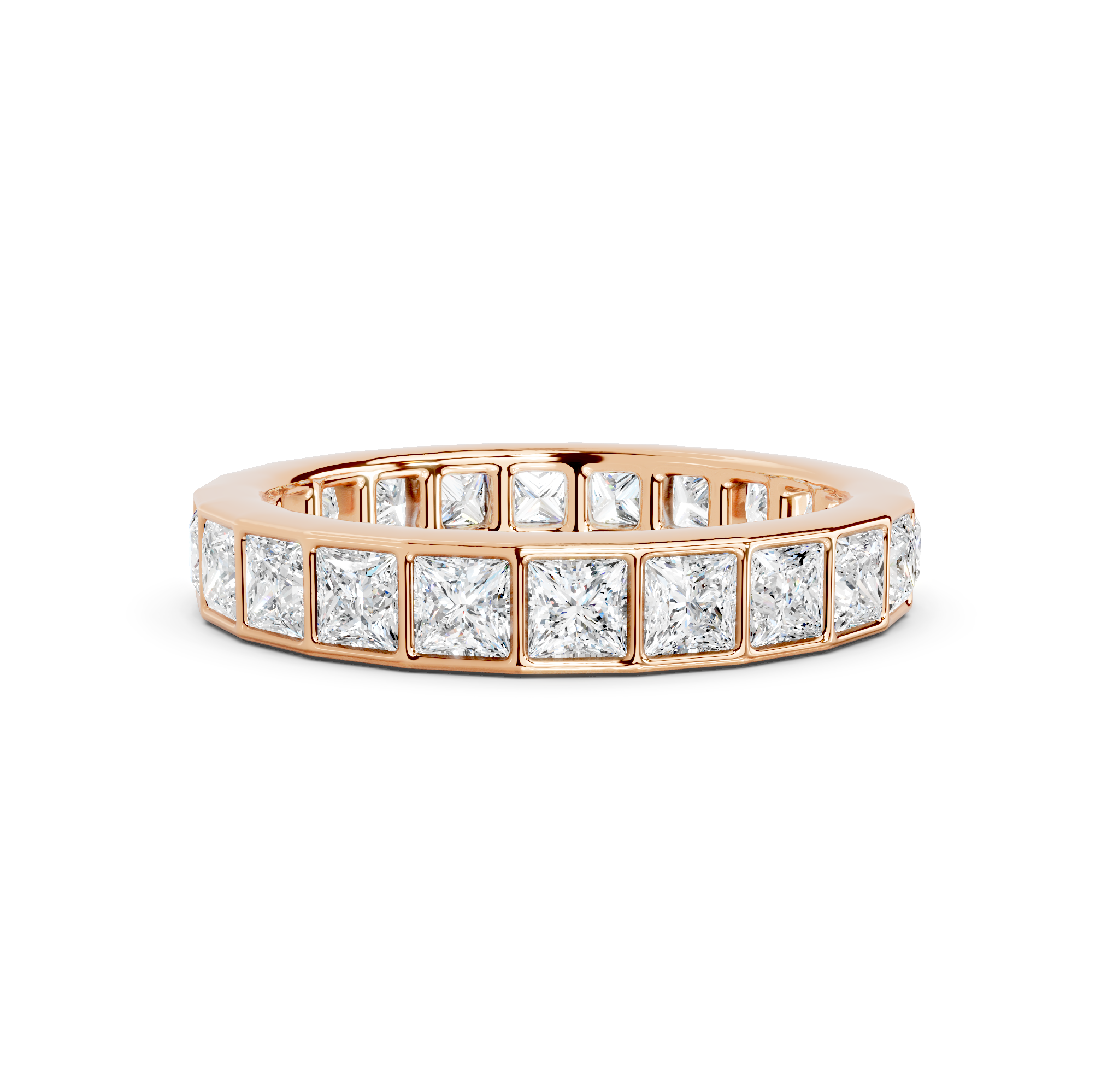 Princess Cut Bezel Eternity Band