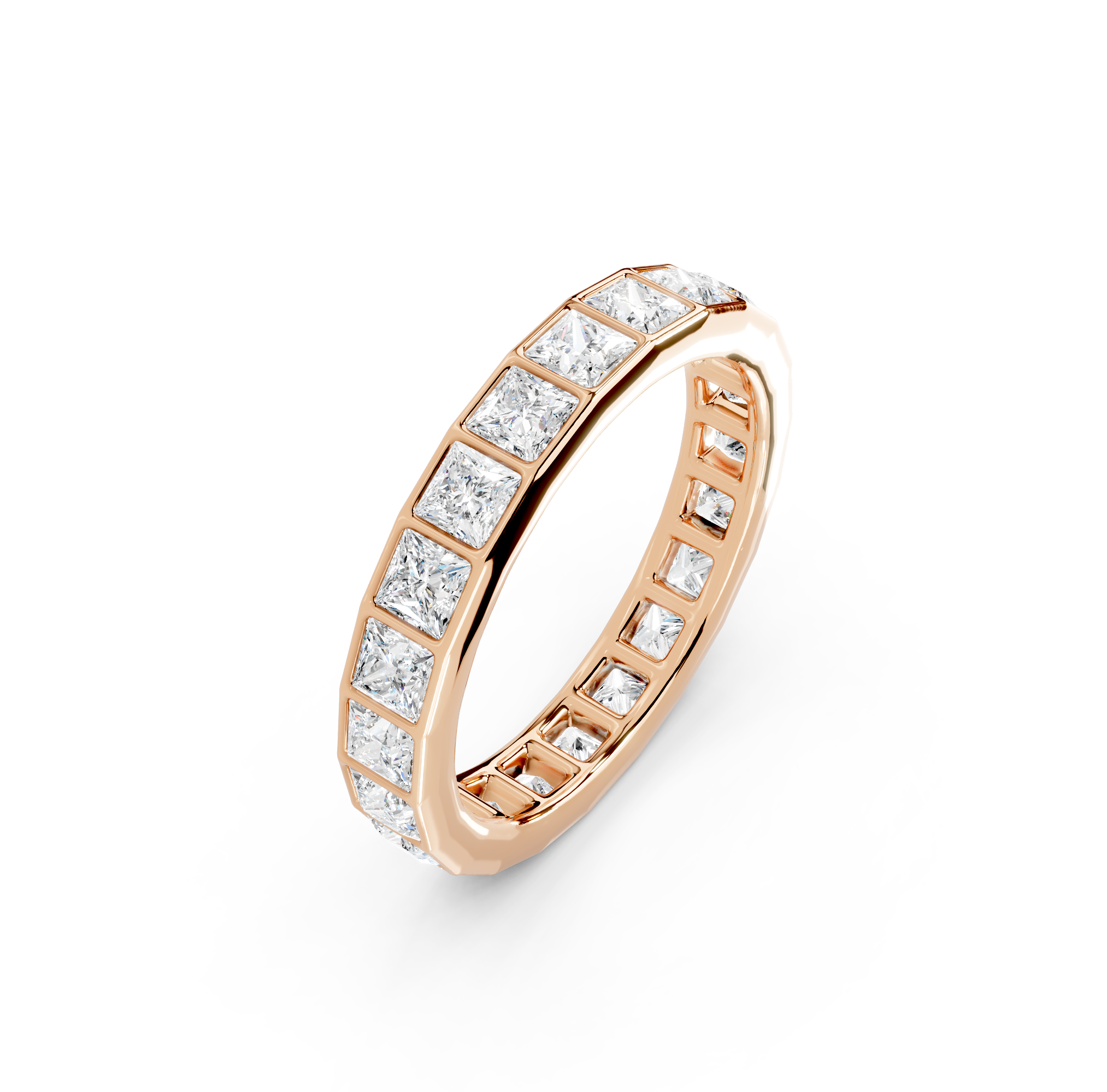 Princess Cut Bezel Eternity Band