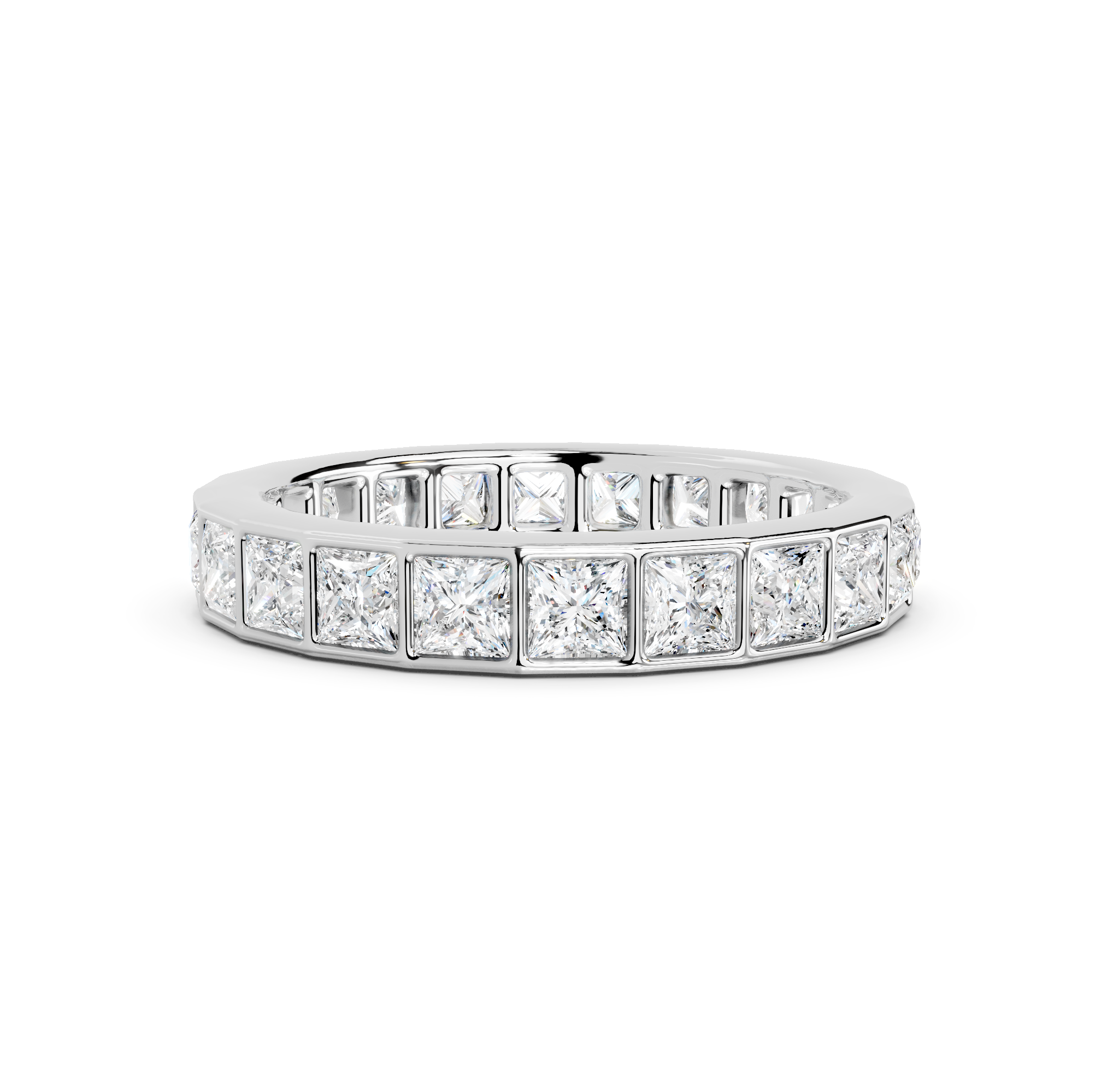 Princess Cut Bezel Eternity Band