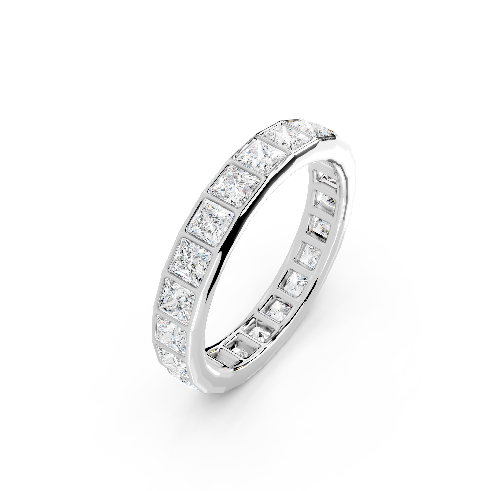 Princess Cut Bezel Eternity Band
