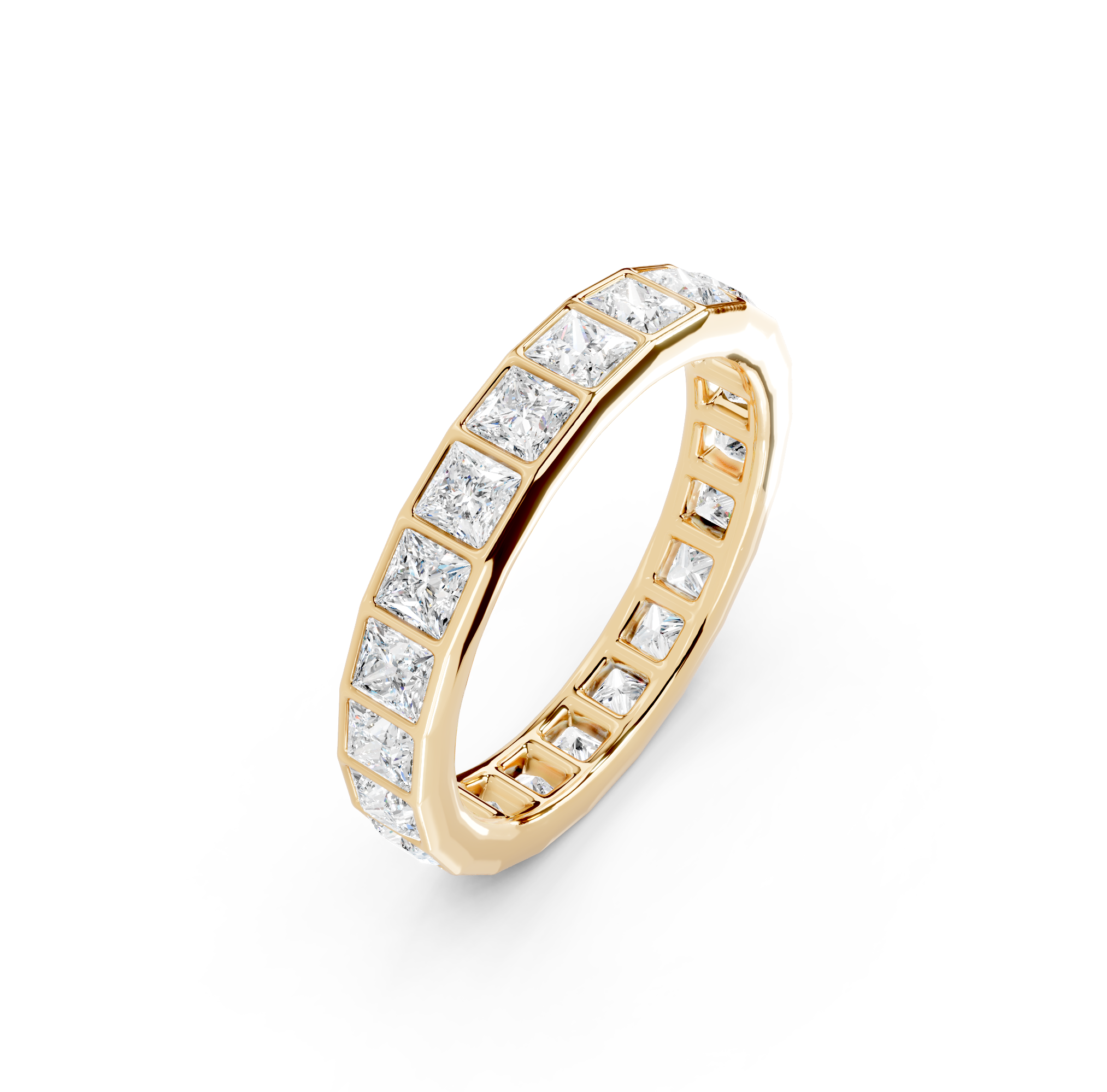 Princess Cut Bezel Eternity Band