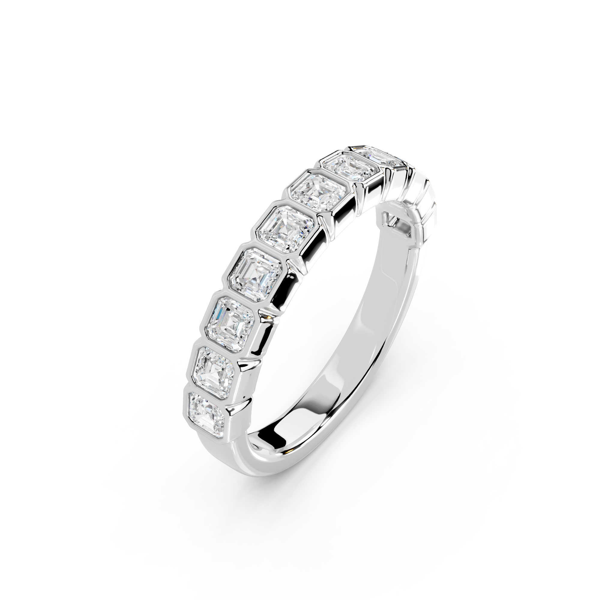 Asscher Cut Bezel Half Eternity Band