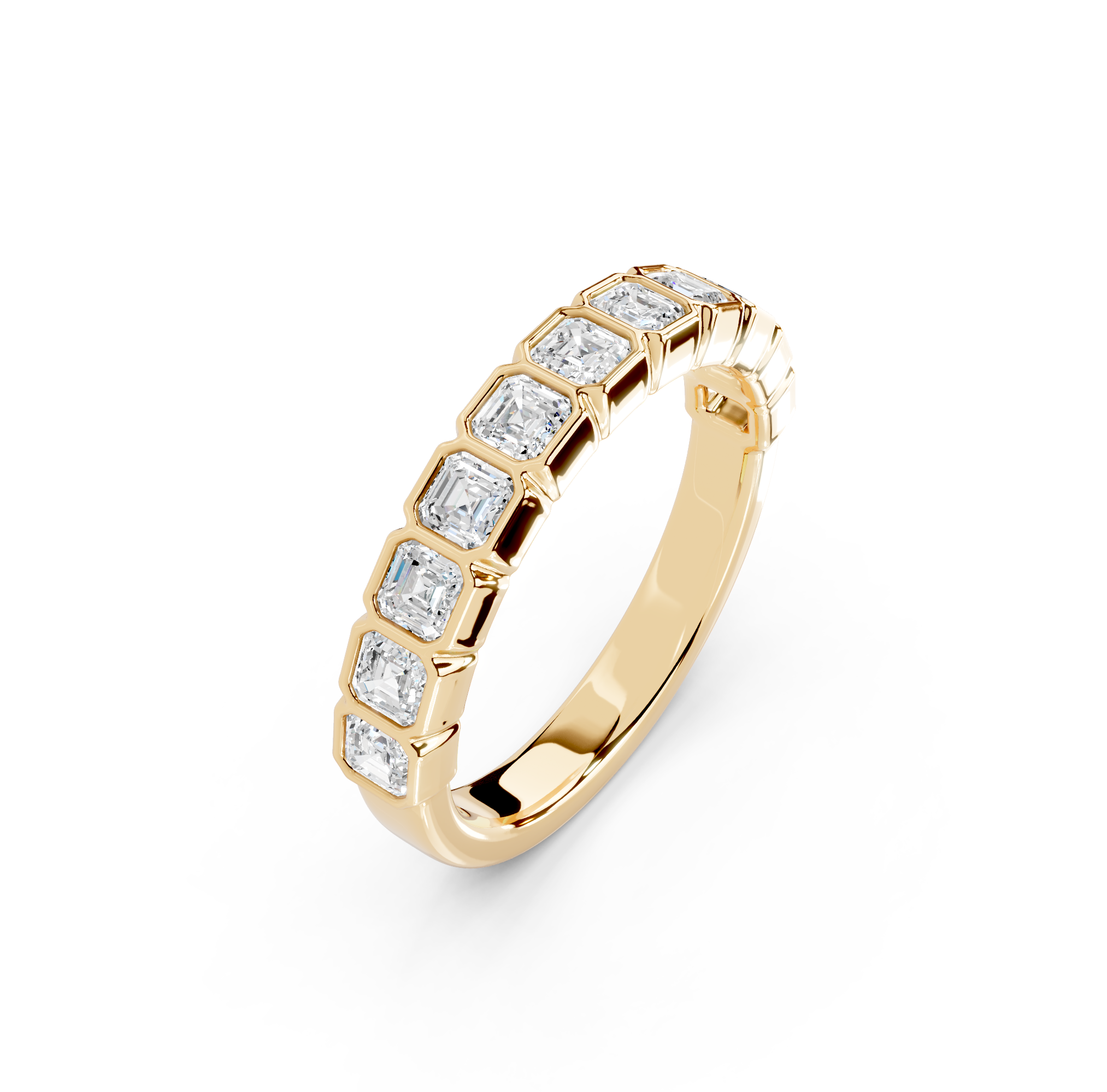 Asscher Cut Bezel Half Eternity Band