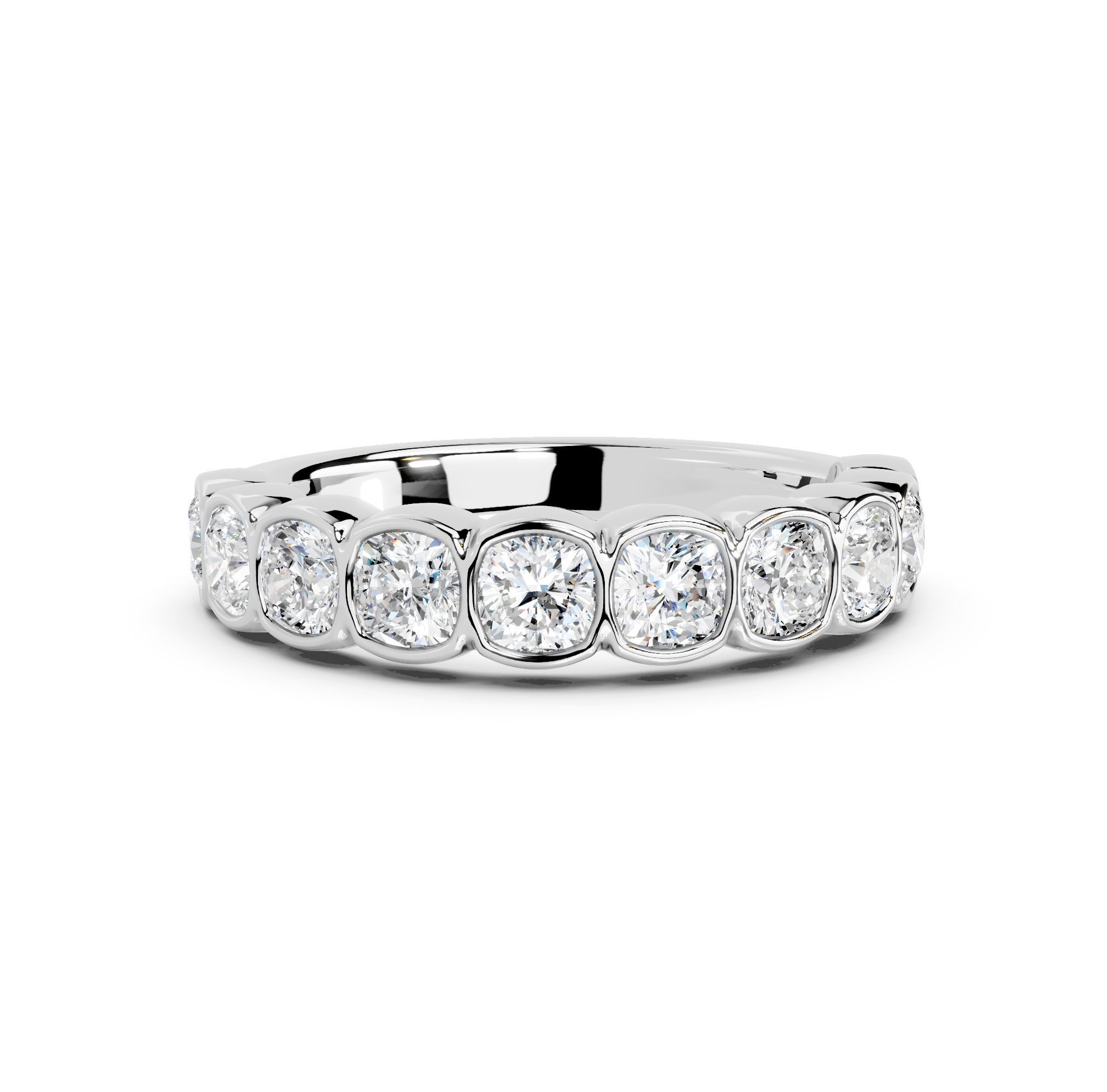Cushion Cut Bezel Half Eternity Band