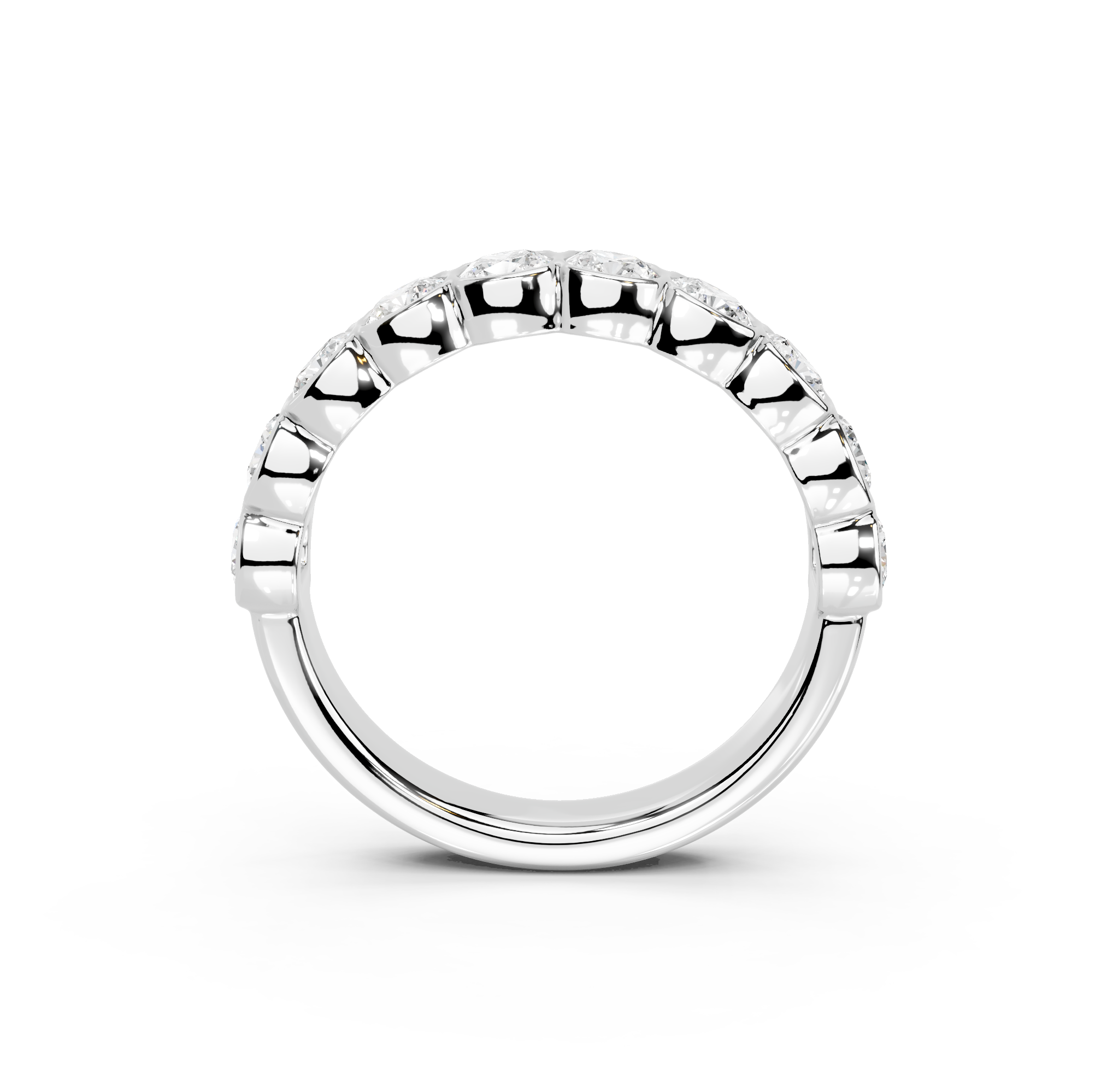 Cushion Cut Bezel Half Eternity Band