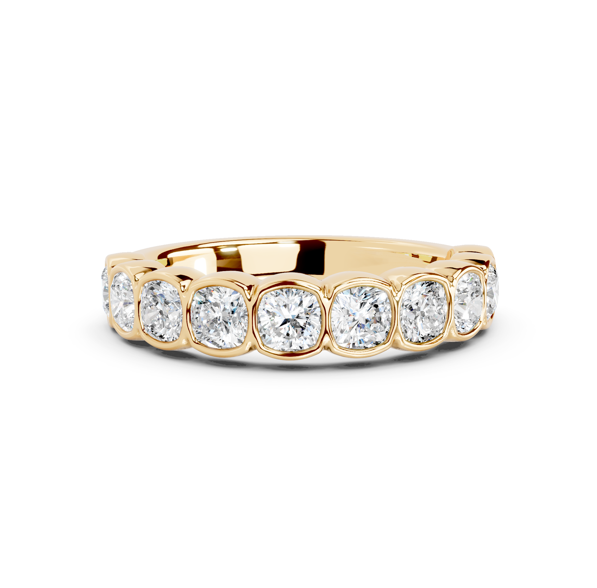 Cushion Cut Bezel Half Eternity Band