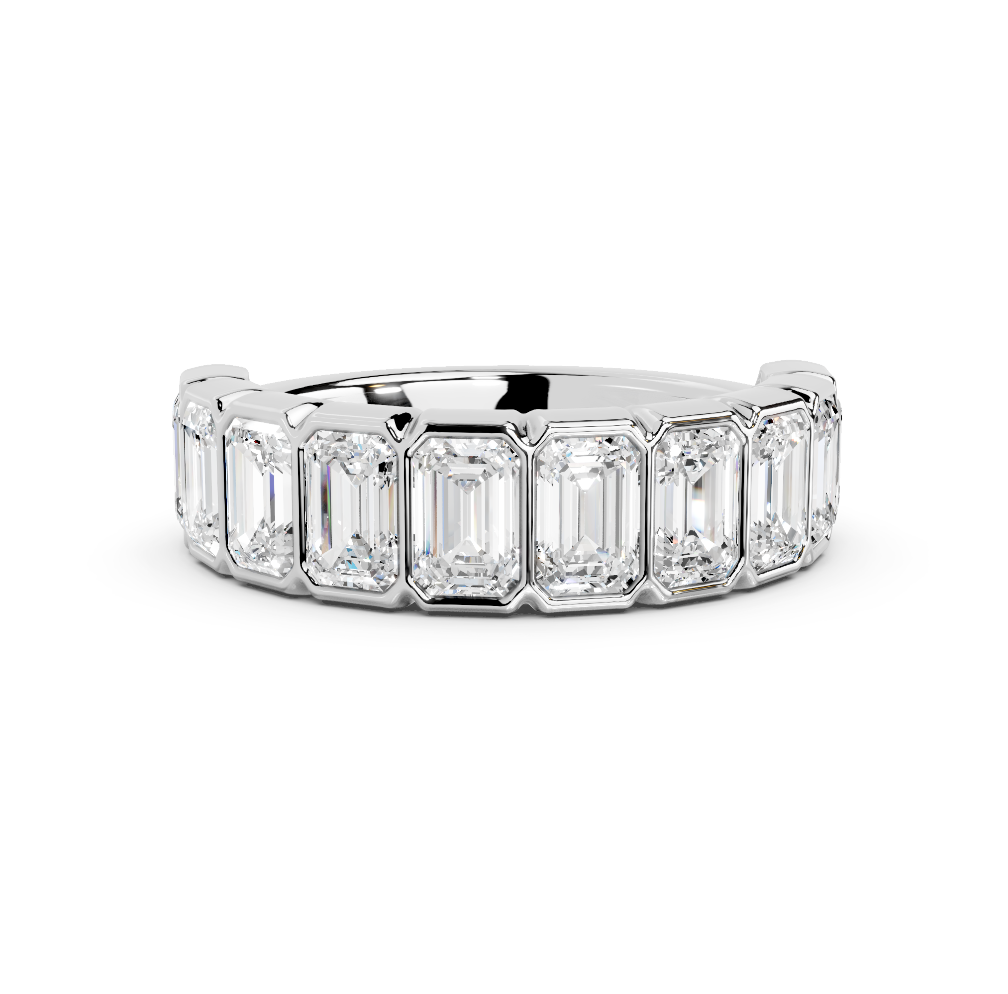 Emerald Cut Bezel Half Eternity Band
