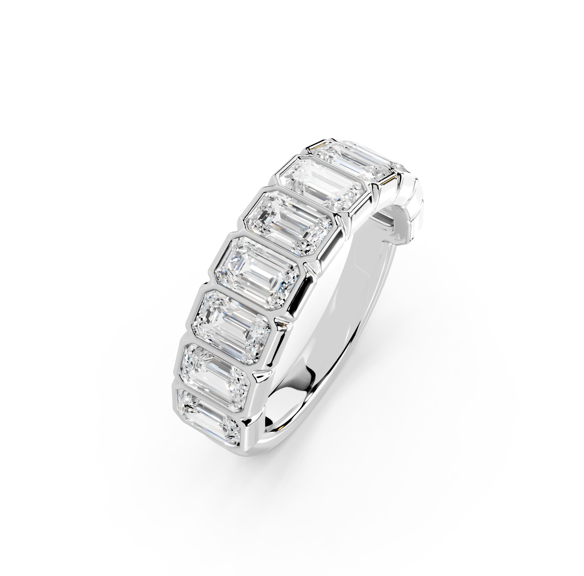 Emerald Cut Bezel Half Eternity Band