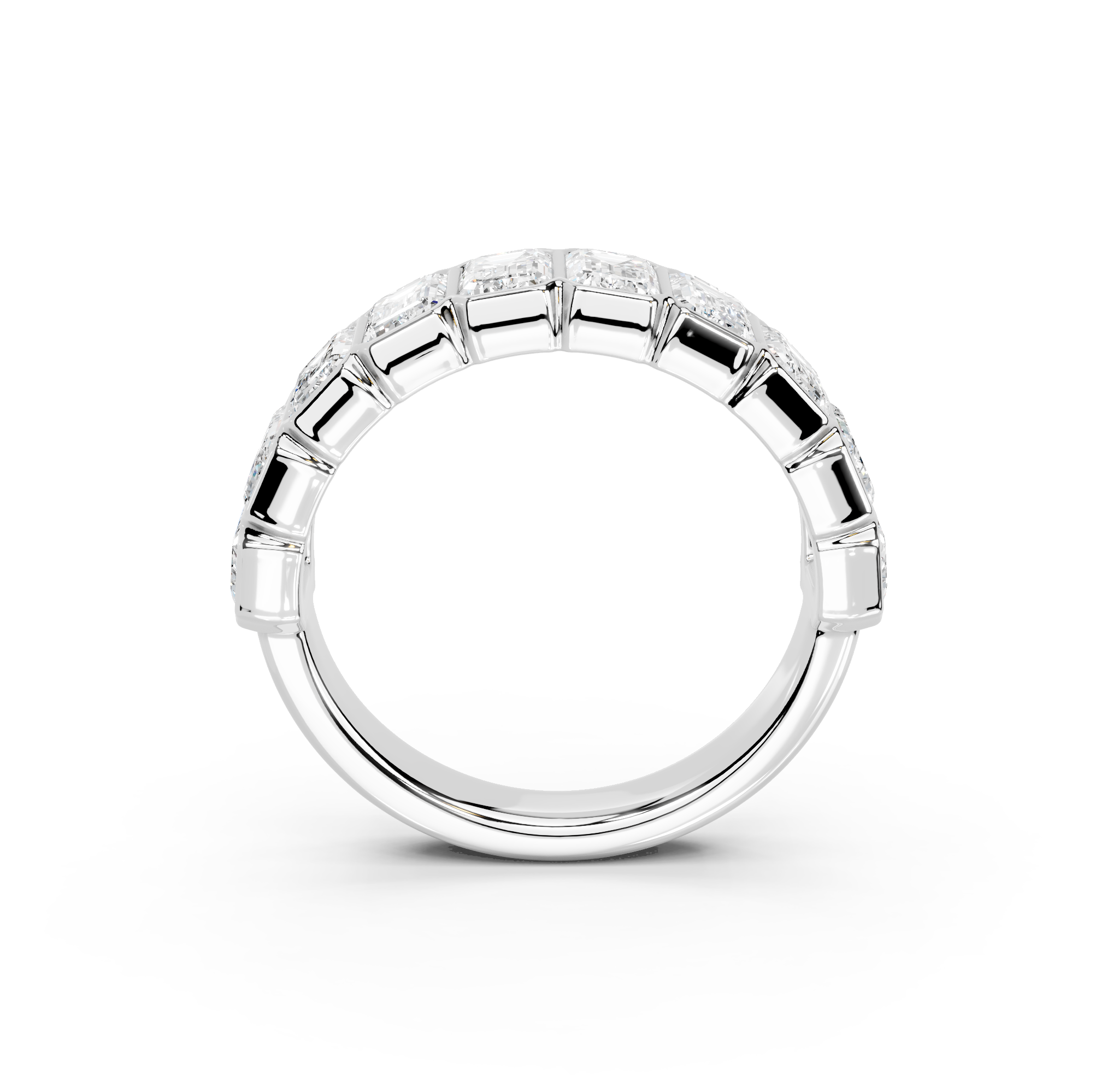 Emerald Cut Bezel Half Eternity Band
