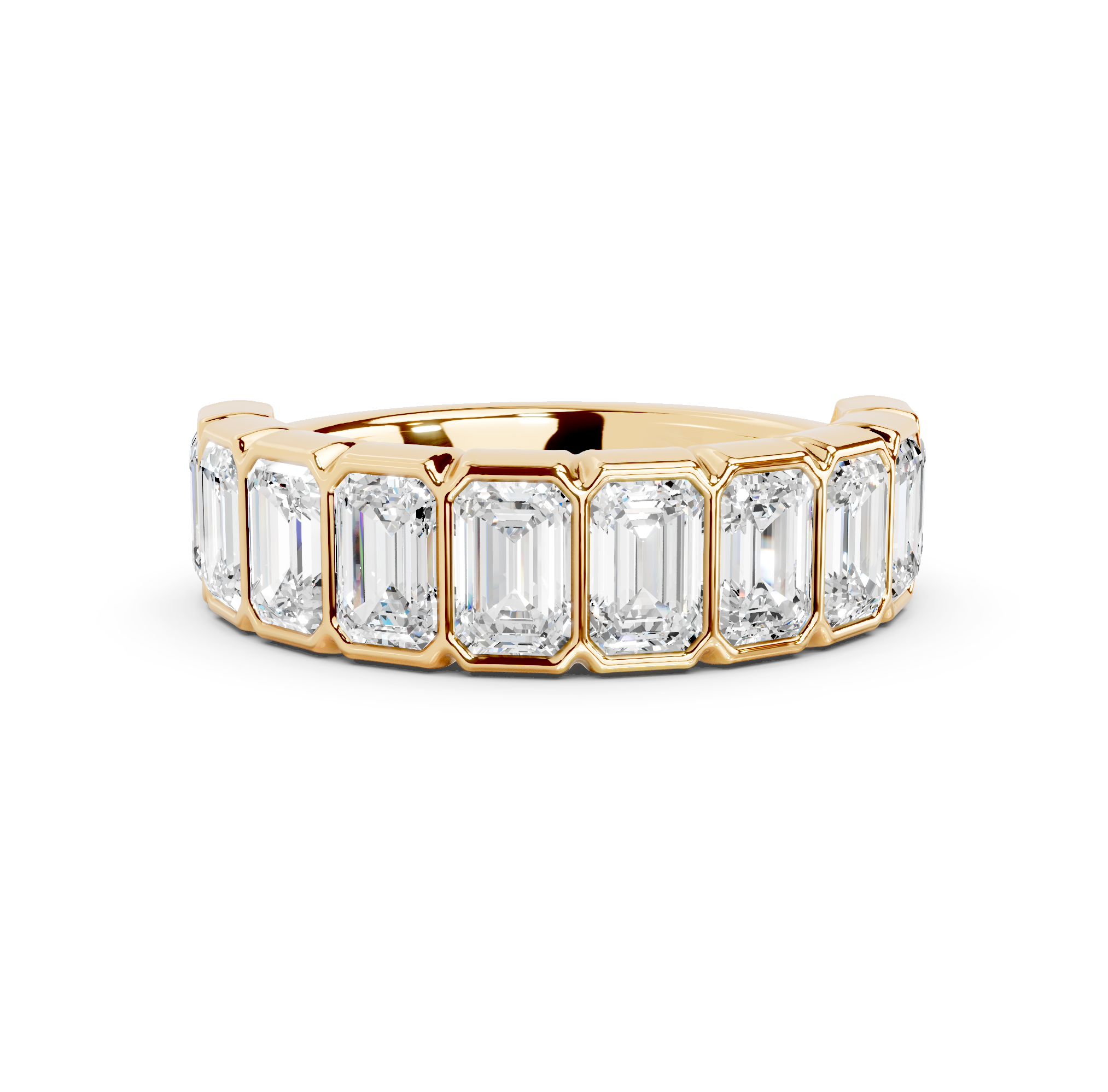 Emerald Cut Bezel Half Eternity Band