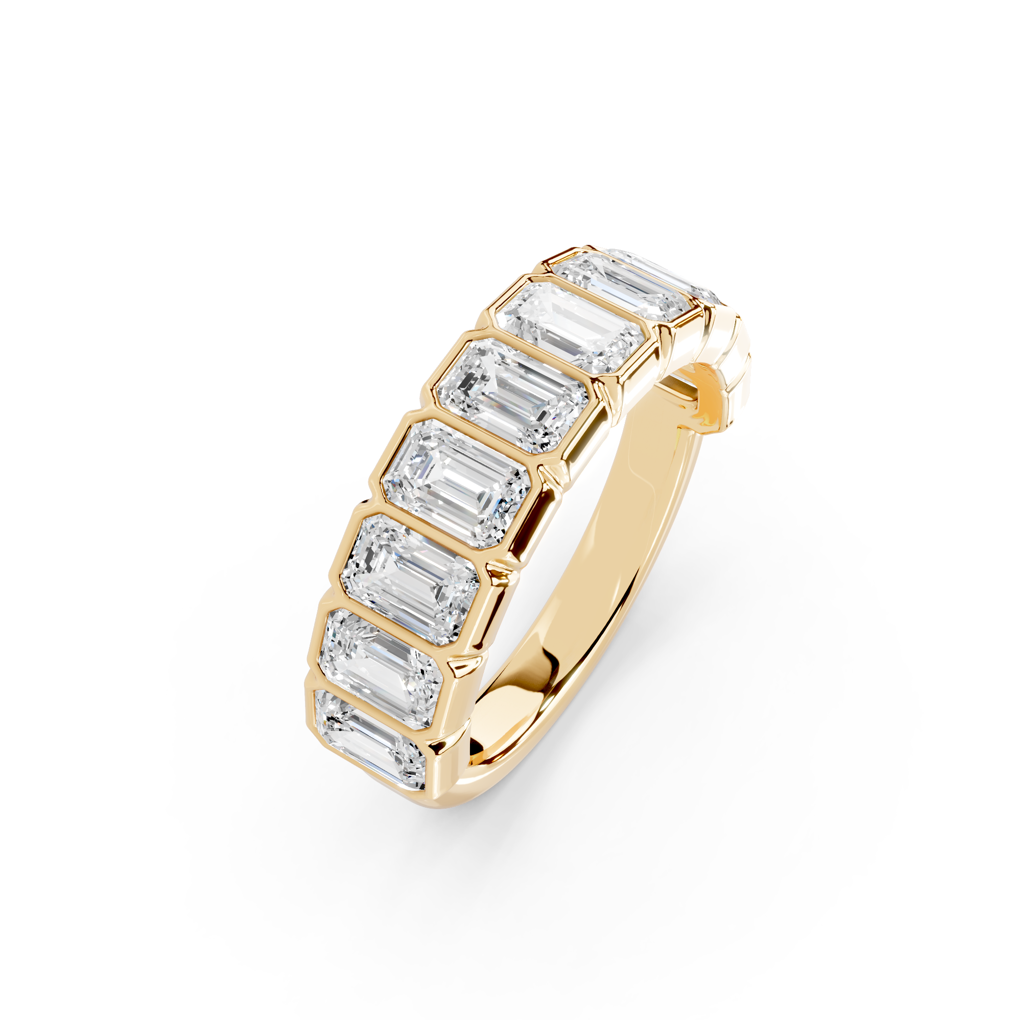 Emerald Cut Bezel Half Eternity Band