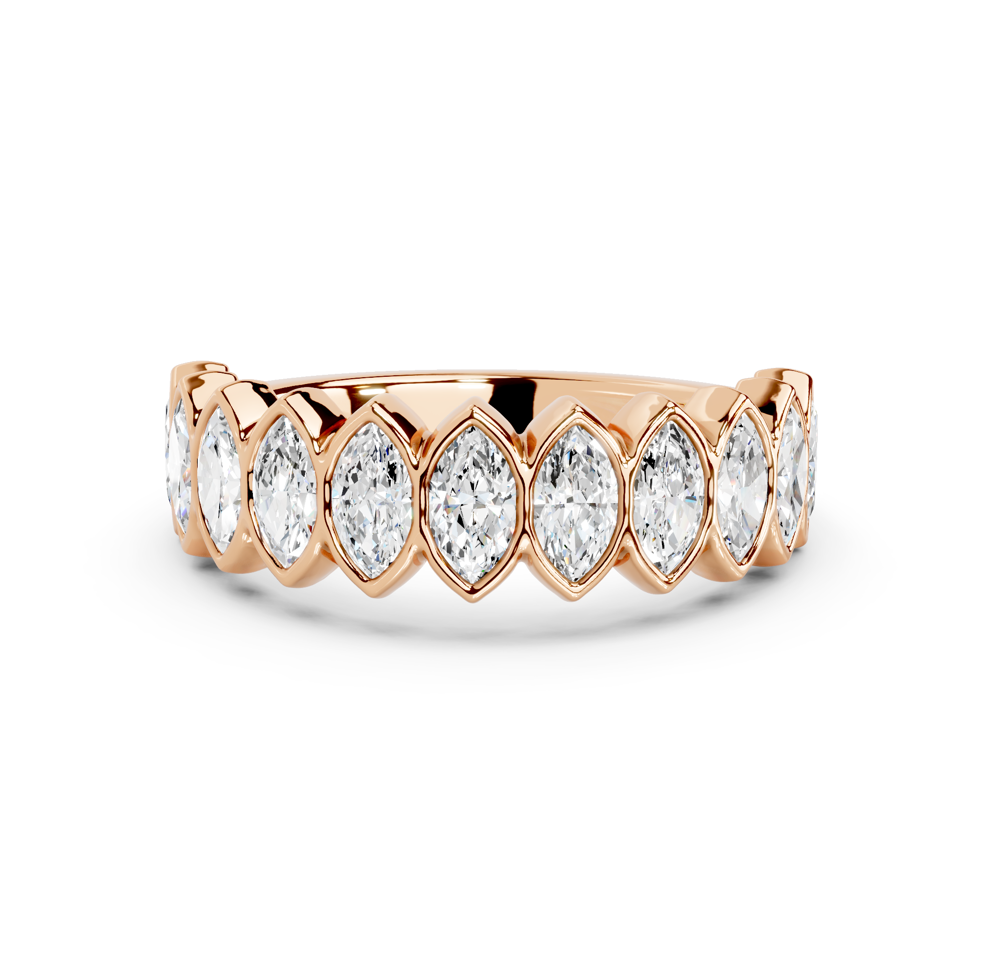 Marquise Cut Bezel Half Eternity Band