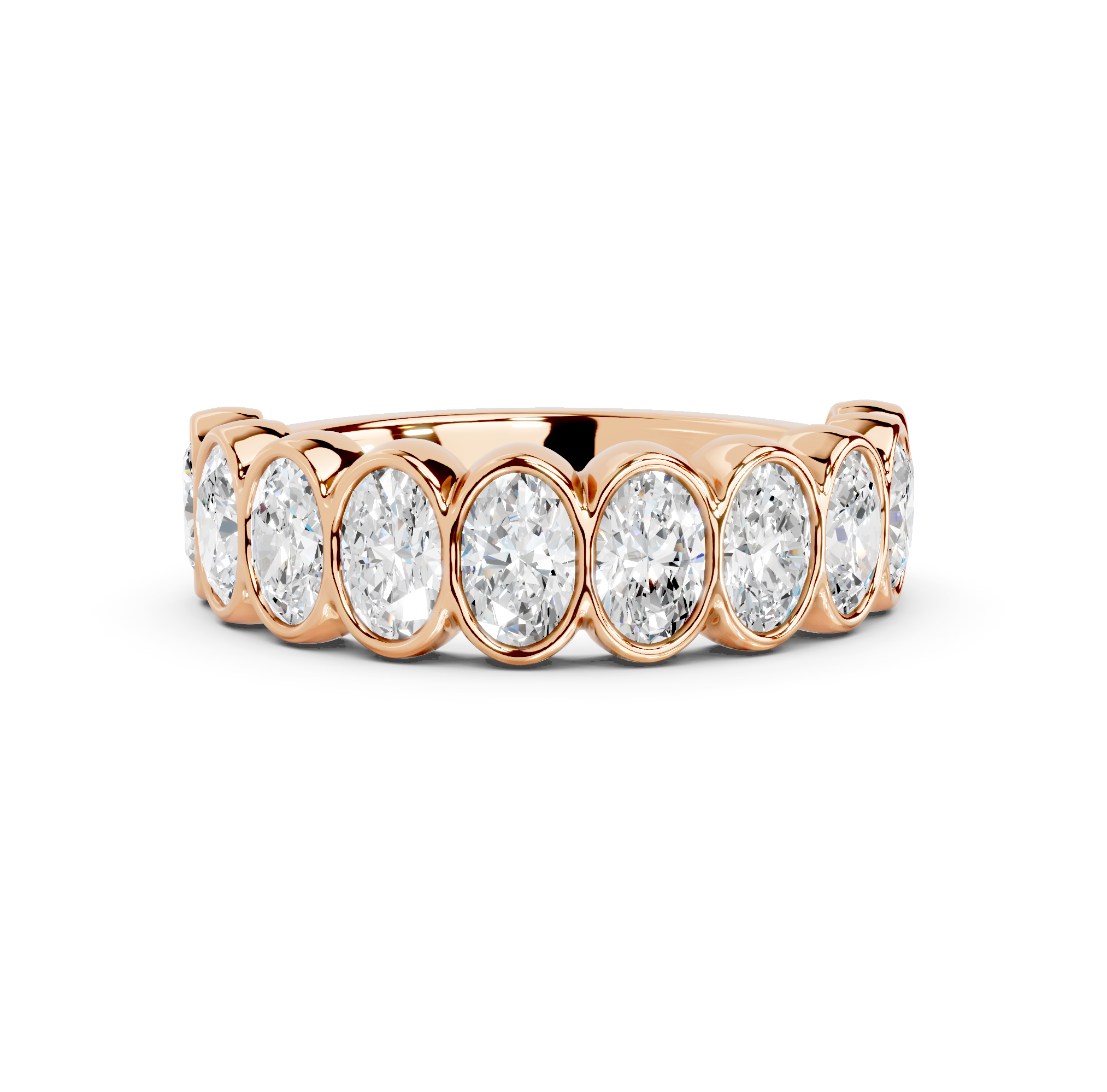 Oval Cut Bezel Half Eternity Band