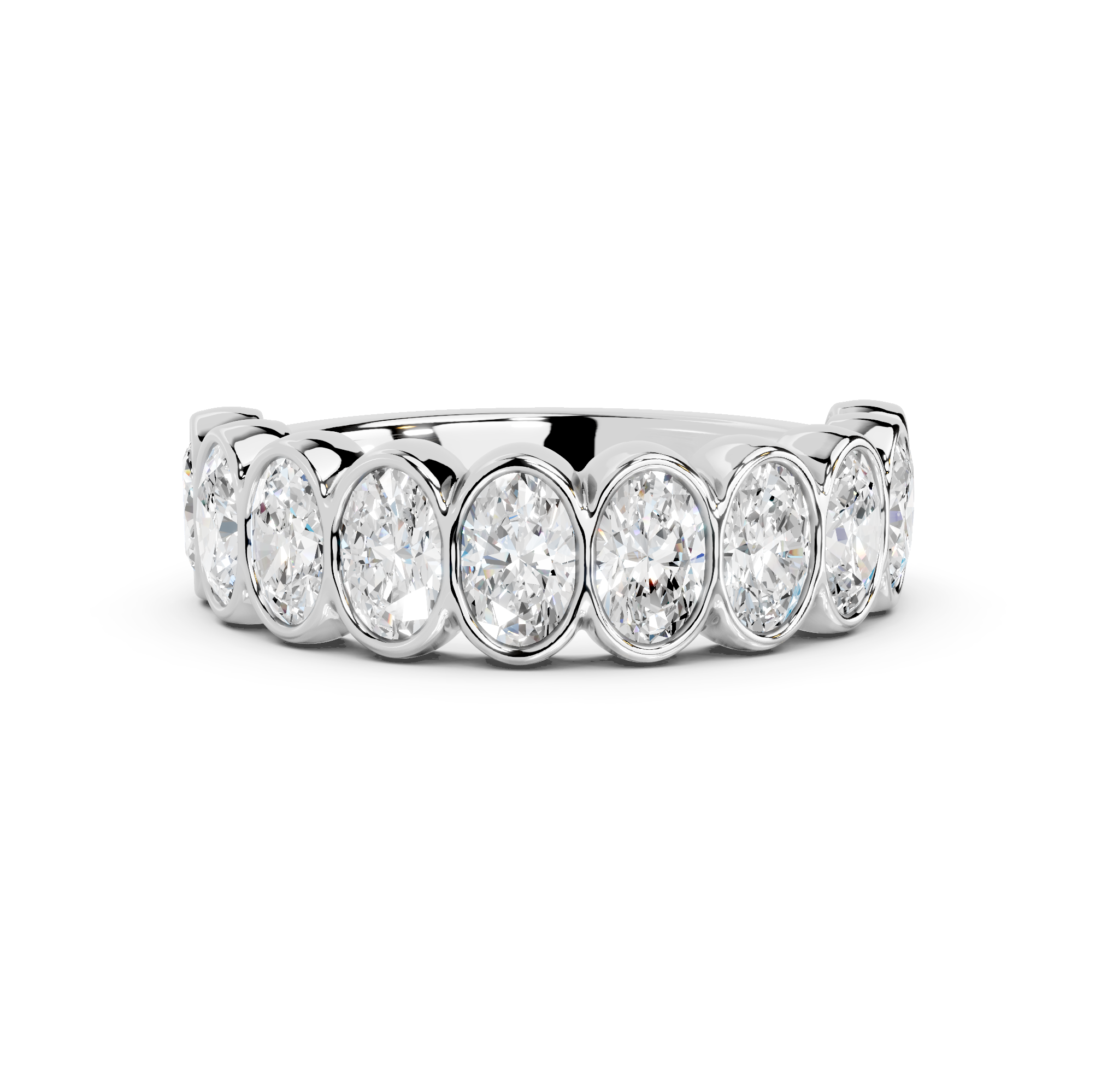 Oval Cut Bezel Half Eternity Band
