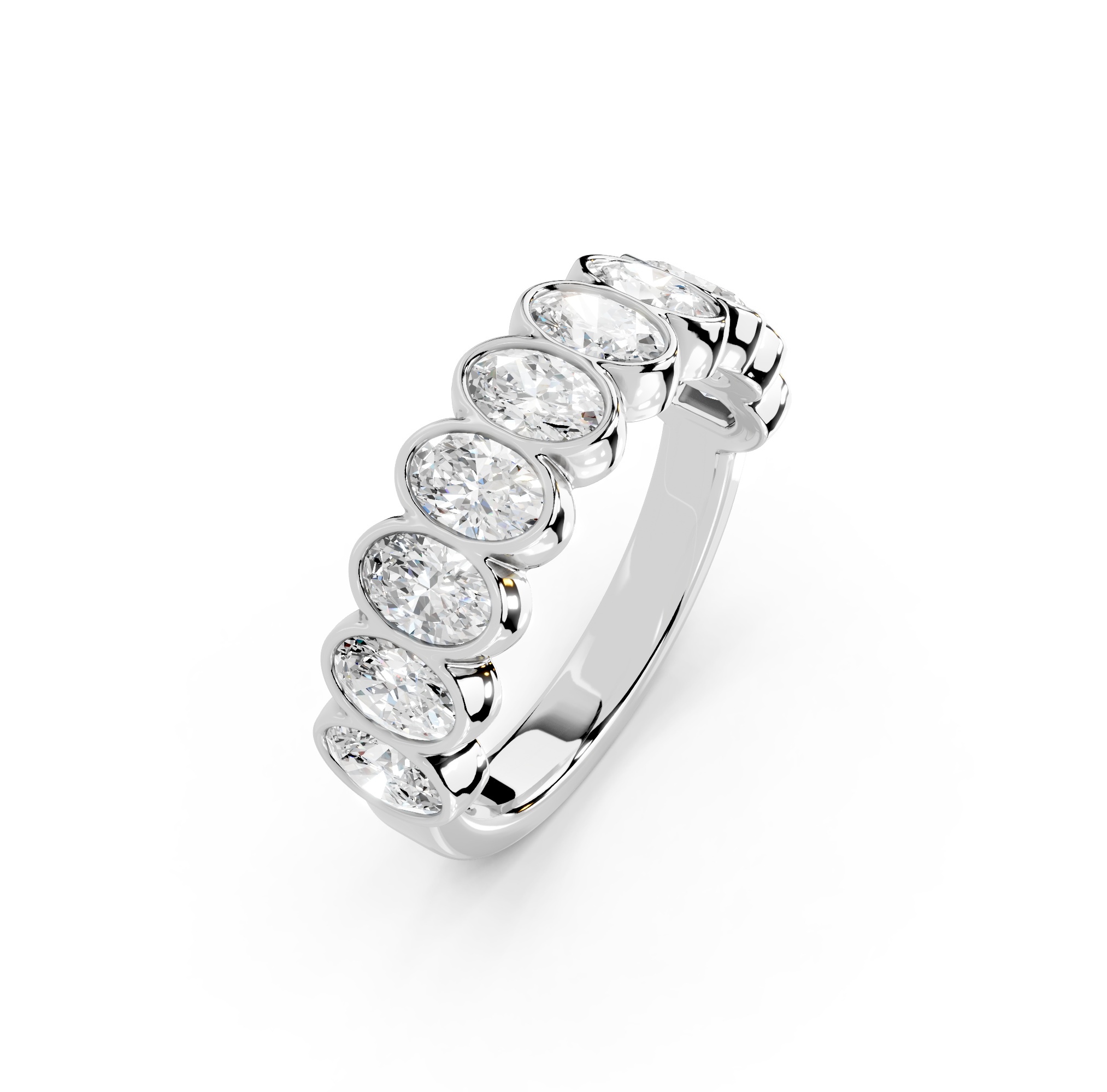 Oval Cut Bezel Half Eternity Band