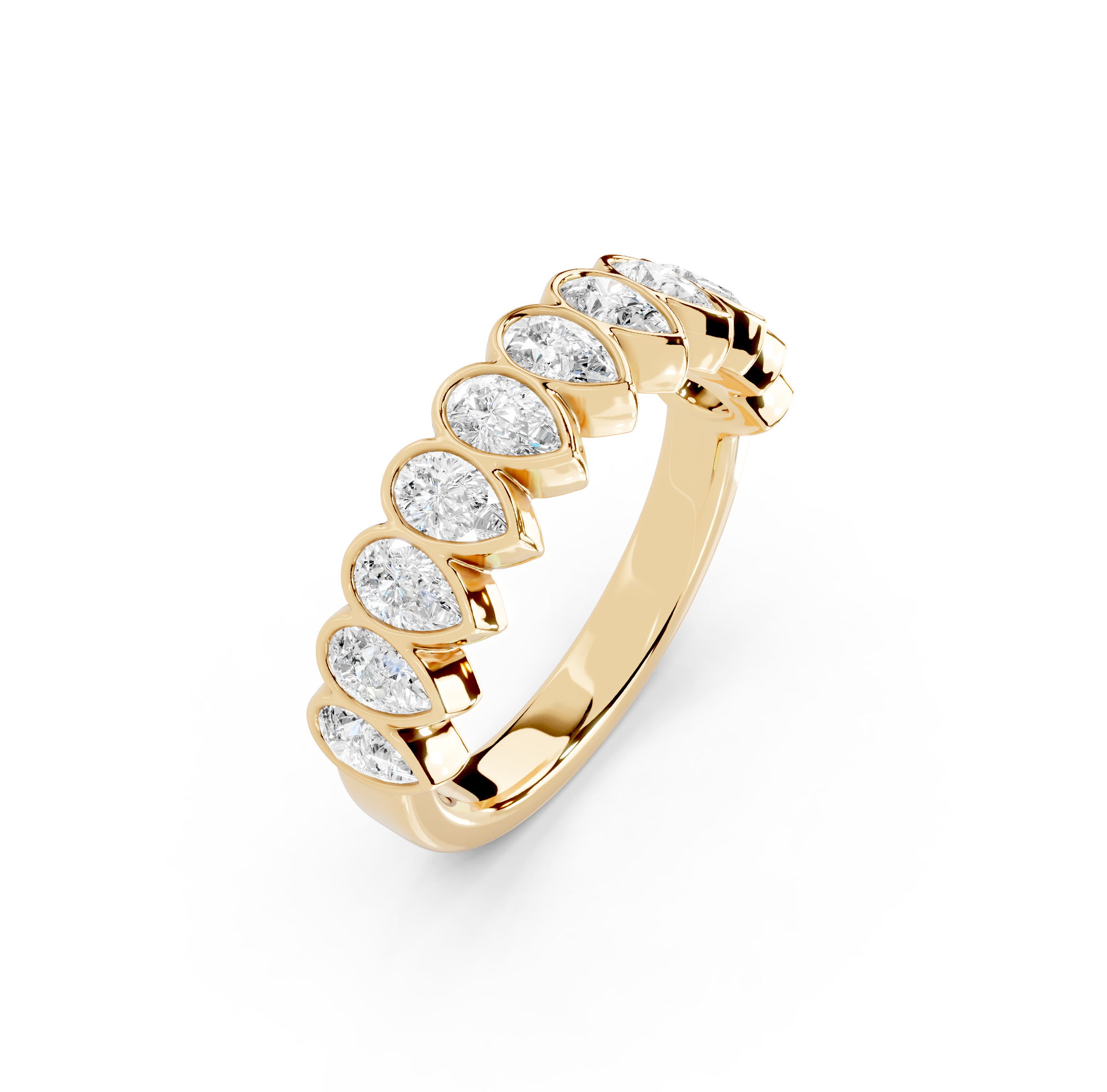 Pear Cut Bezel Half Eternity Band