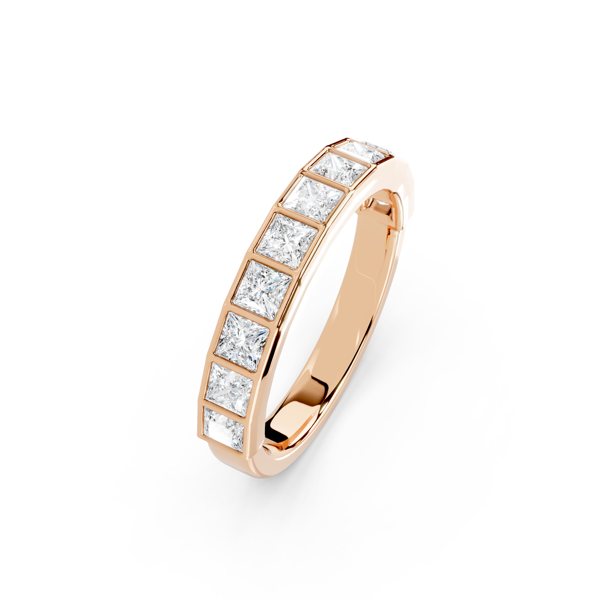 Princess Cut Bezel Half Eternity Band