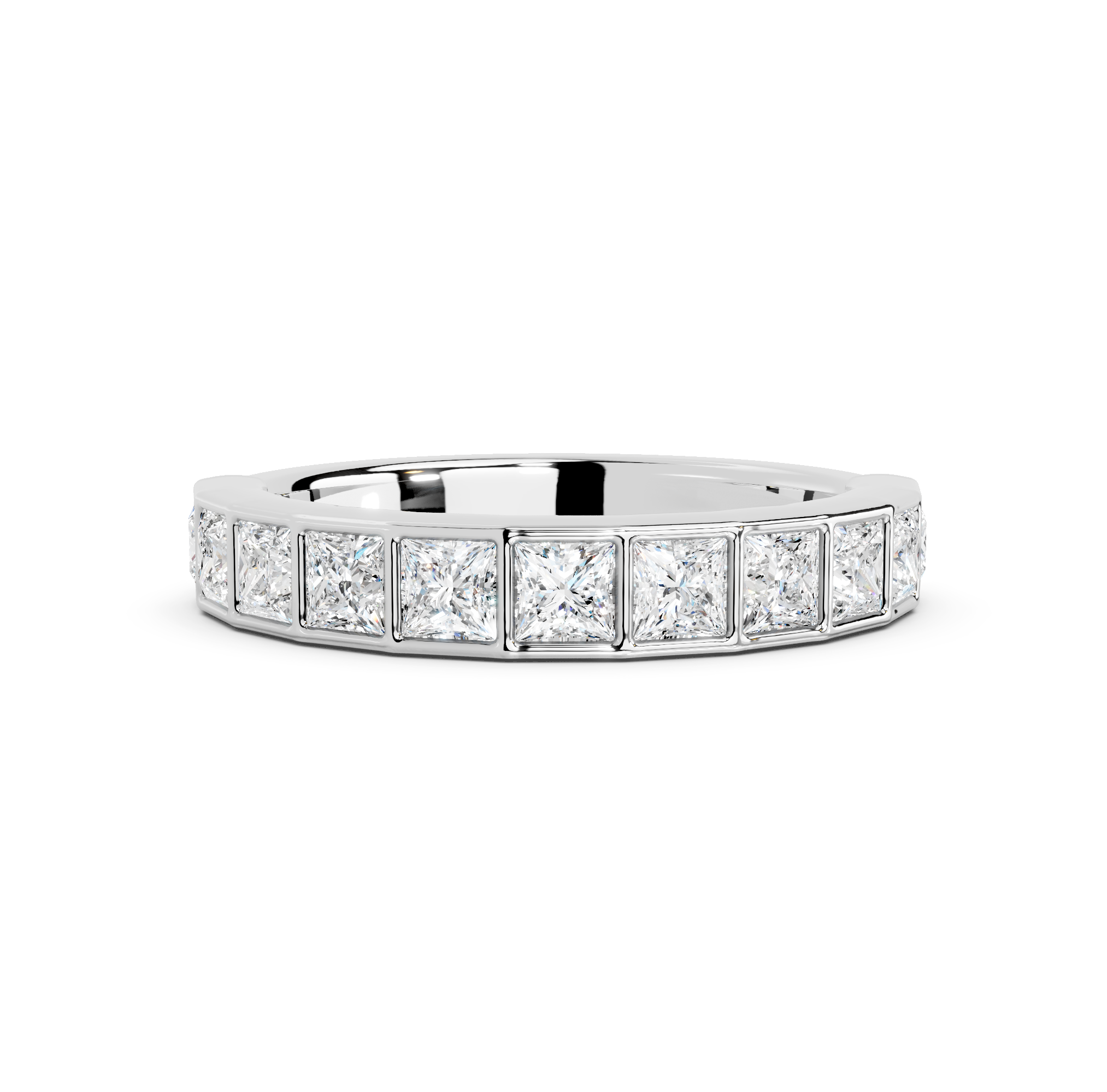 Princess Cut Bezel Half Eternity Band