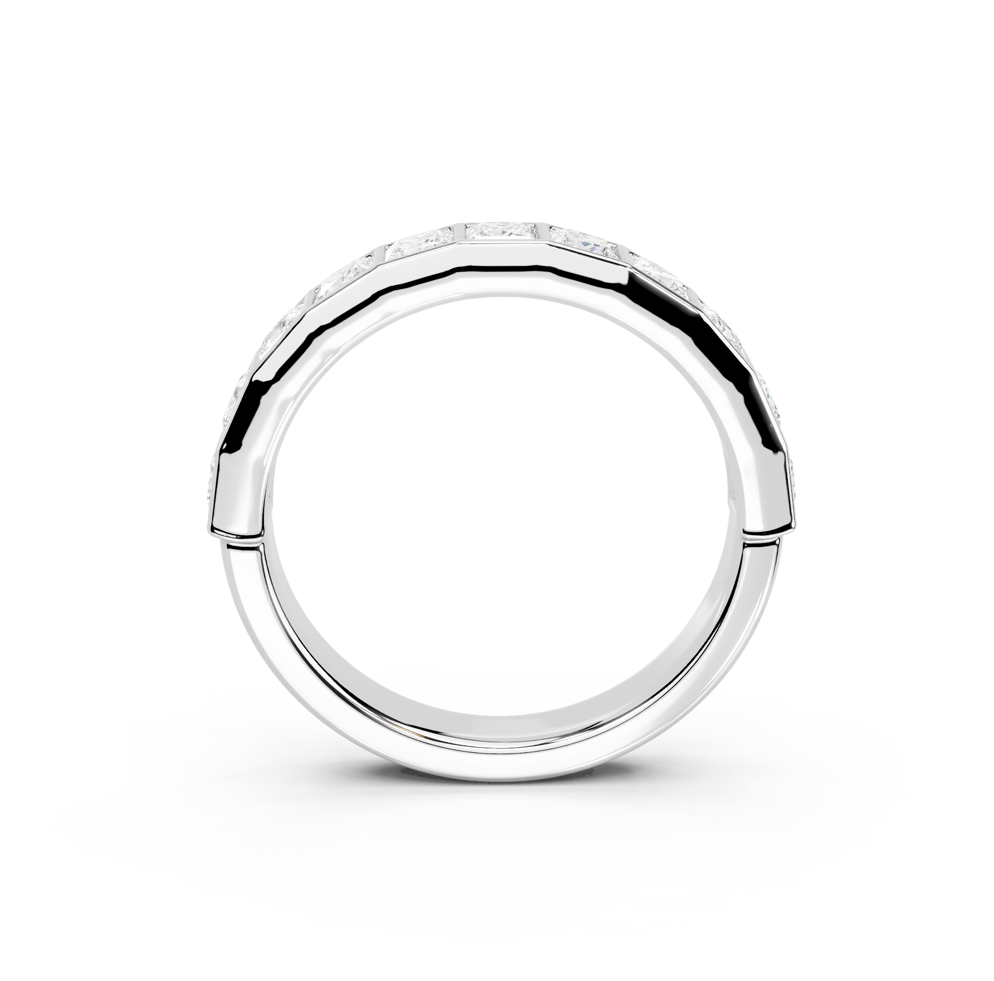 Princess Cut Bezel Half Eternity Band