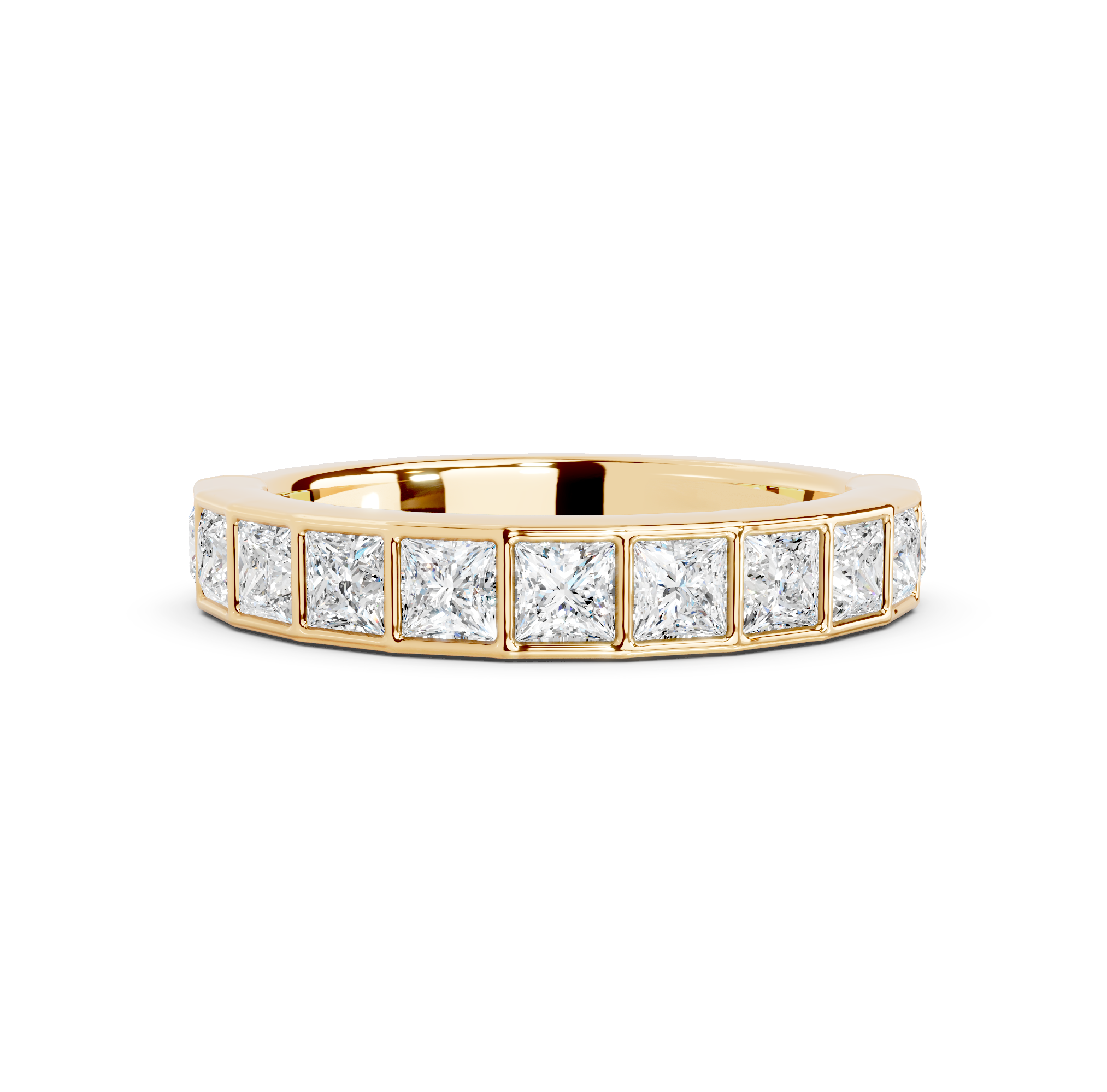 Princess Cut Bezel Half Eternity Band