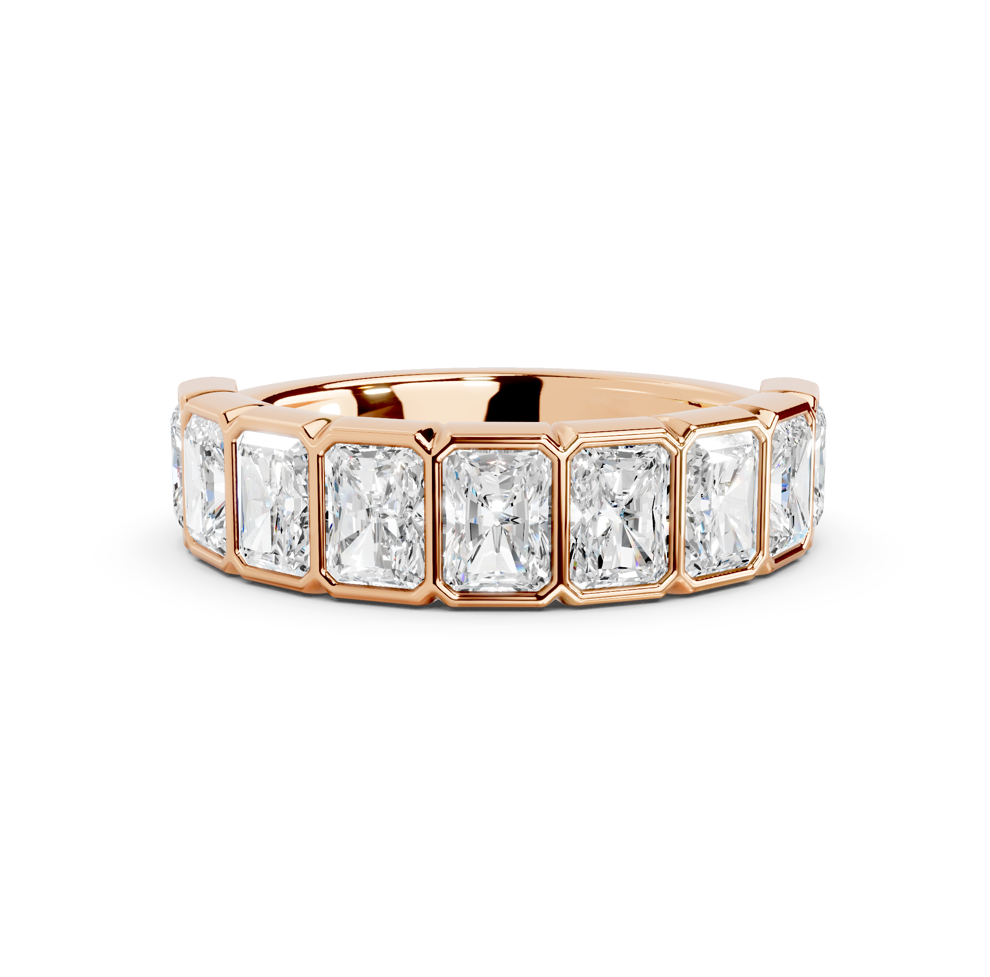 Radiant Cut Bezel Half Eternity Band