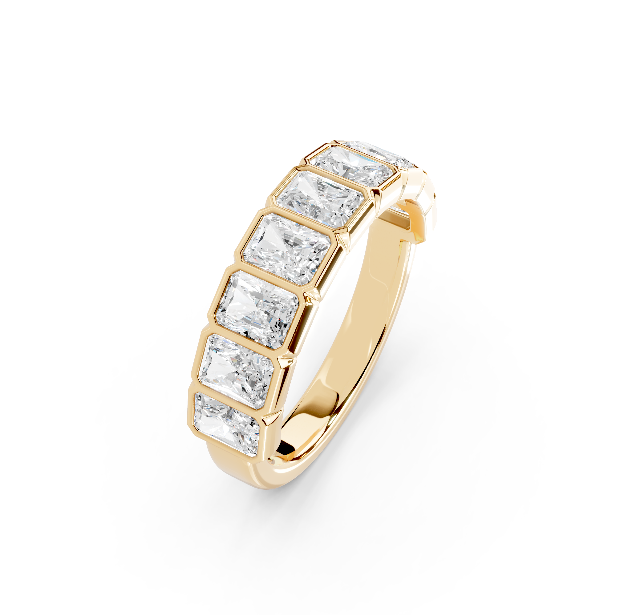 Radiant Cut Bezel Half Eternity Band
