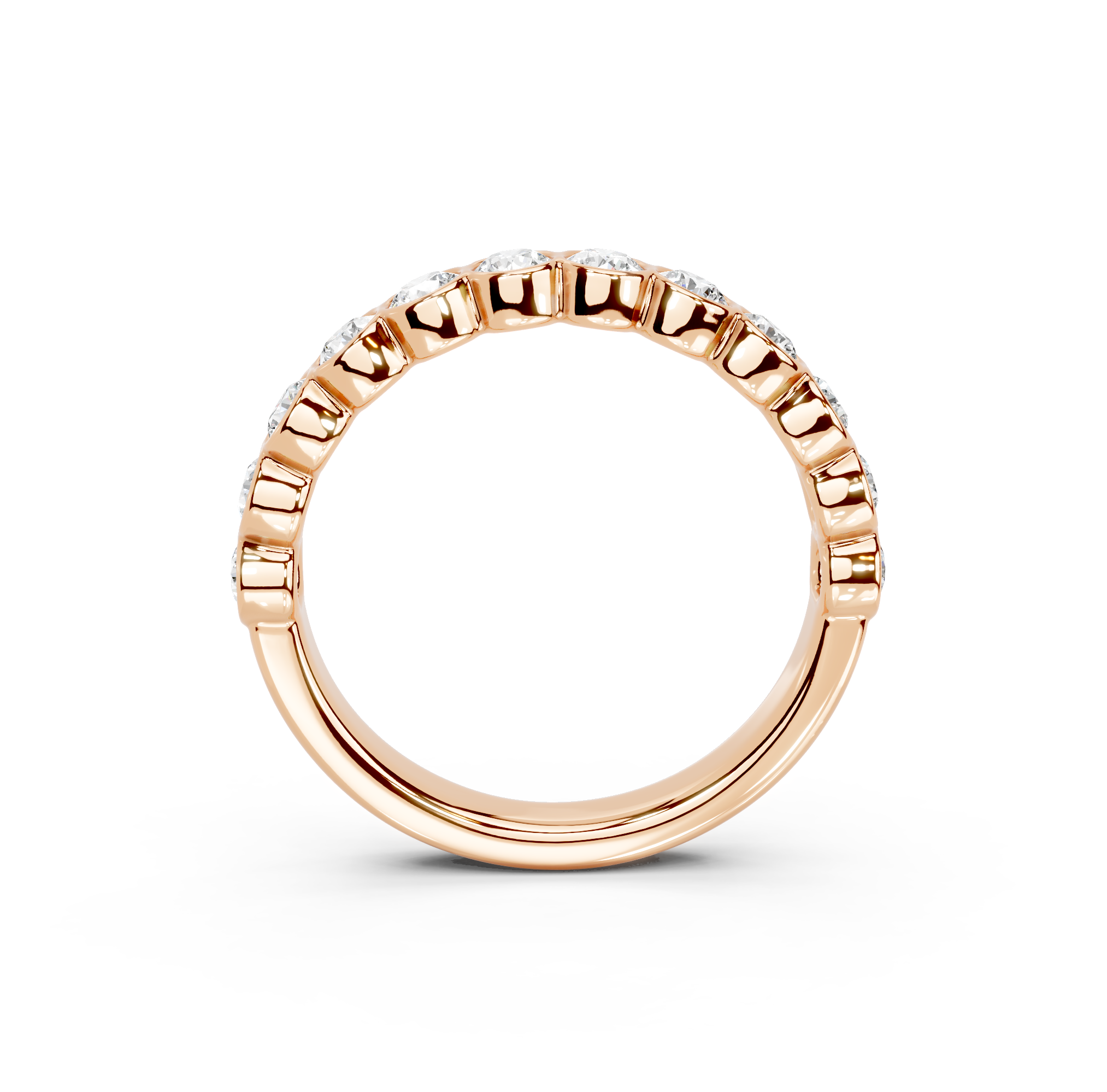 Round Cut Bezel Half Eternity Band